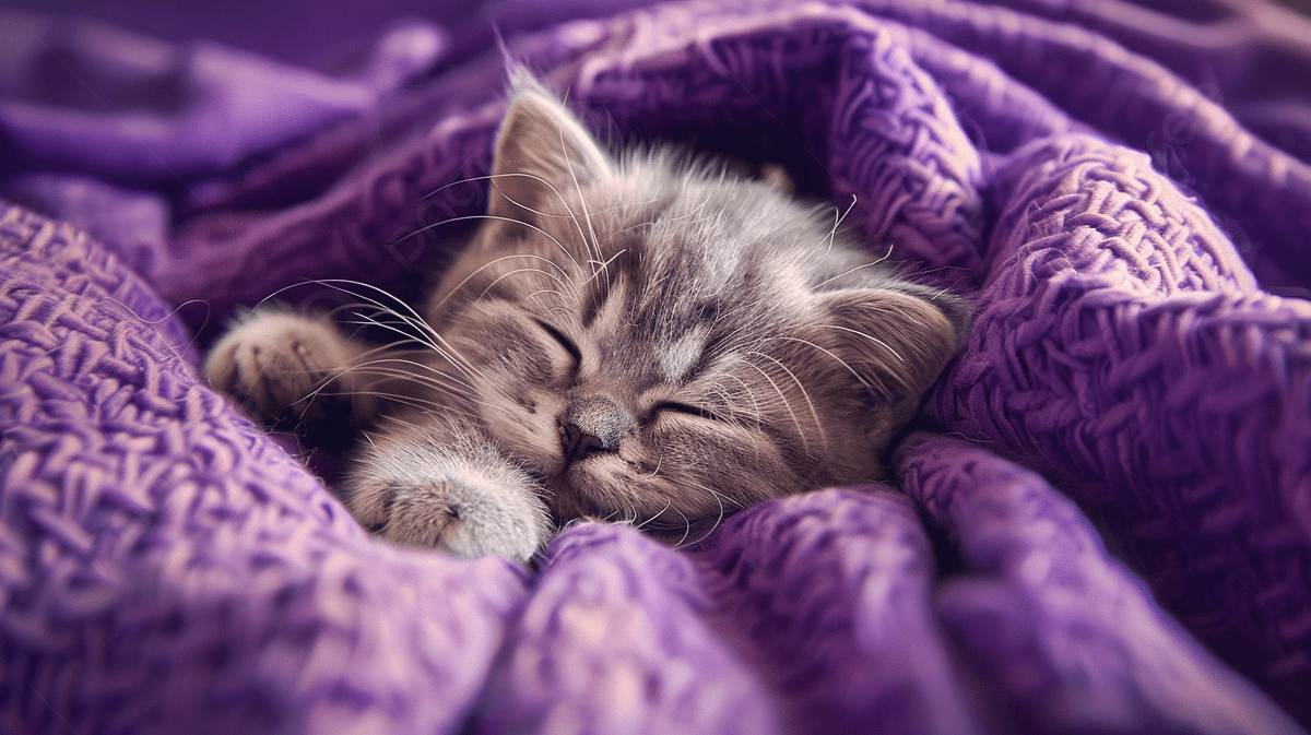 1200x673 A Cute Scottish Fold Kitten Sleeps Under A Purple Blanket Cozy Home Lifestyle, Kitten Sleeps, Happy Pet, Cozy Cat Background Image And Wallpaper for Free Download