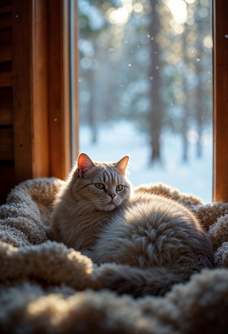 740x1082 Cozy cat wallpaper Image
