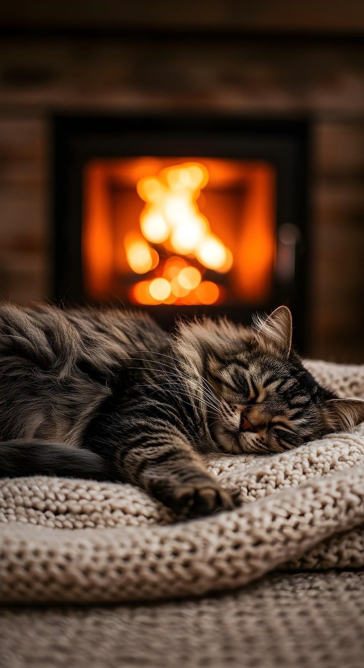 740x1357 Cozy cat wallpaper Image
