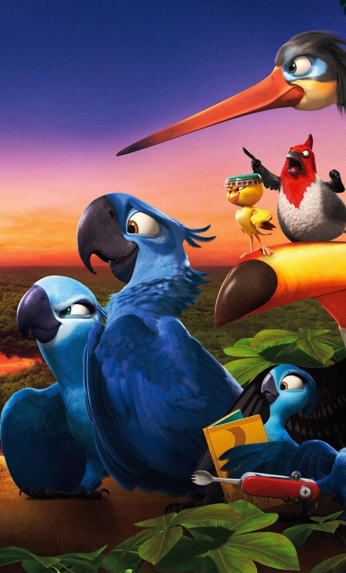 1159x1920 Download Colorful Fun With the Rio 2 Movie Characters Wallpaper