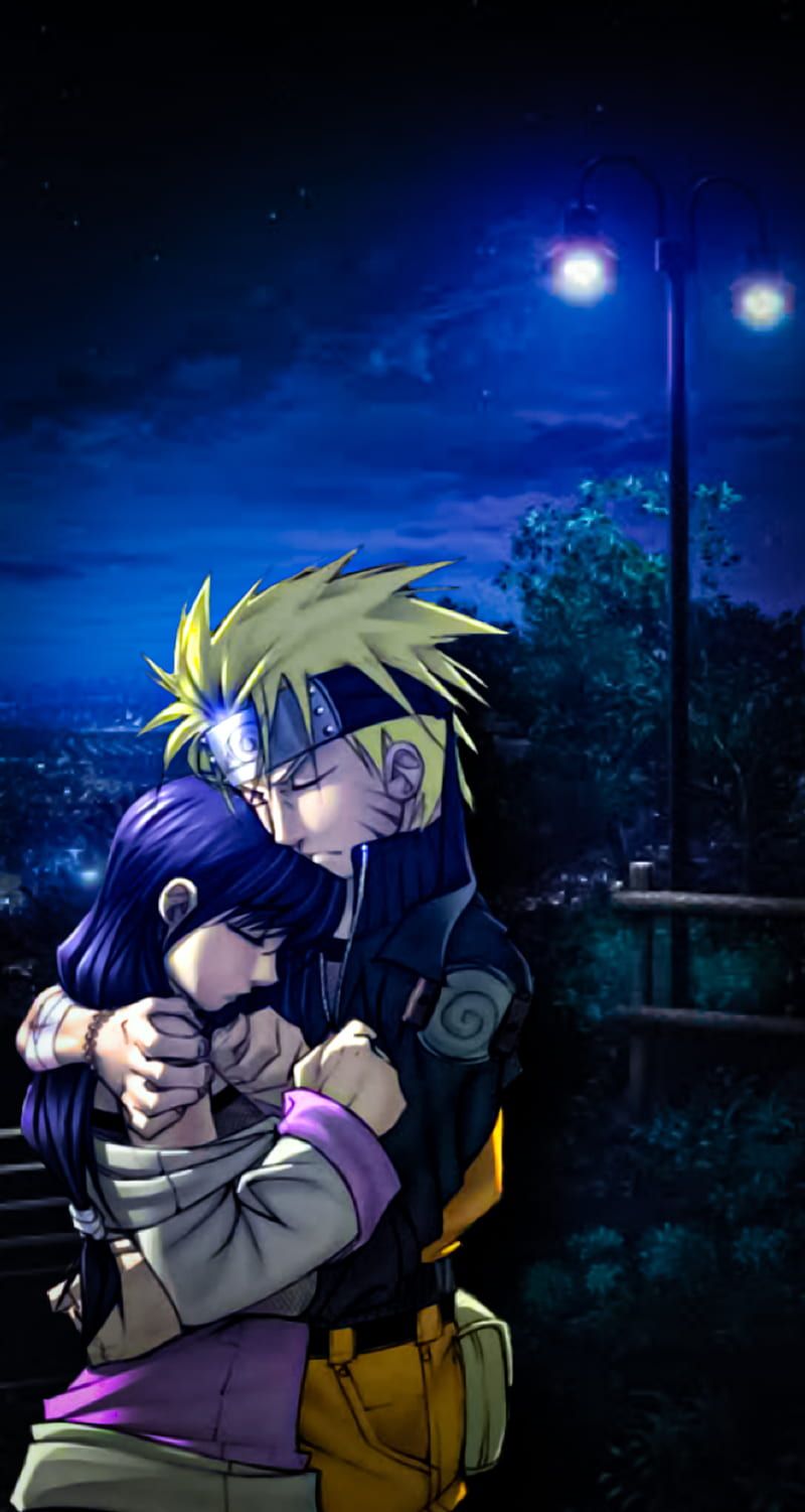 800x1501 Naruto and Hianta, anime, cuddle, hinata, hug, love, night, HD phone wallpaper