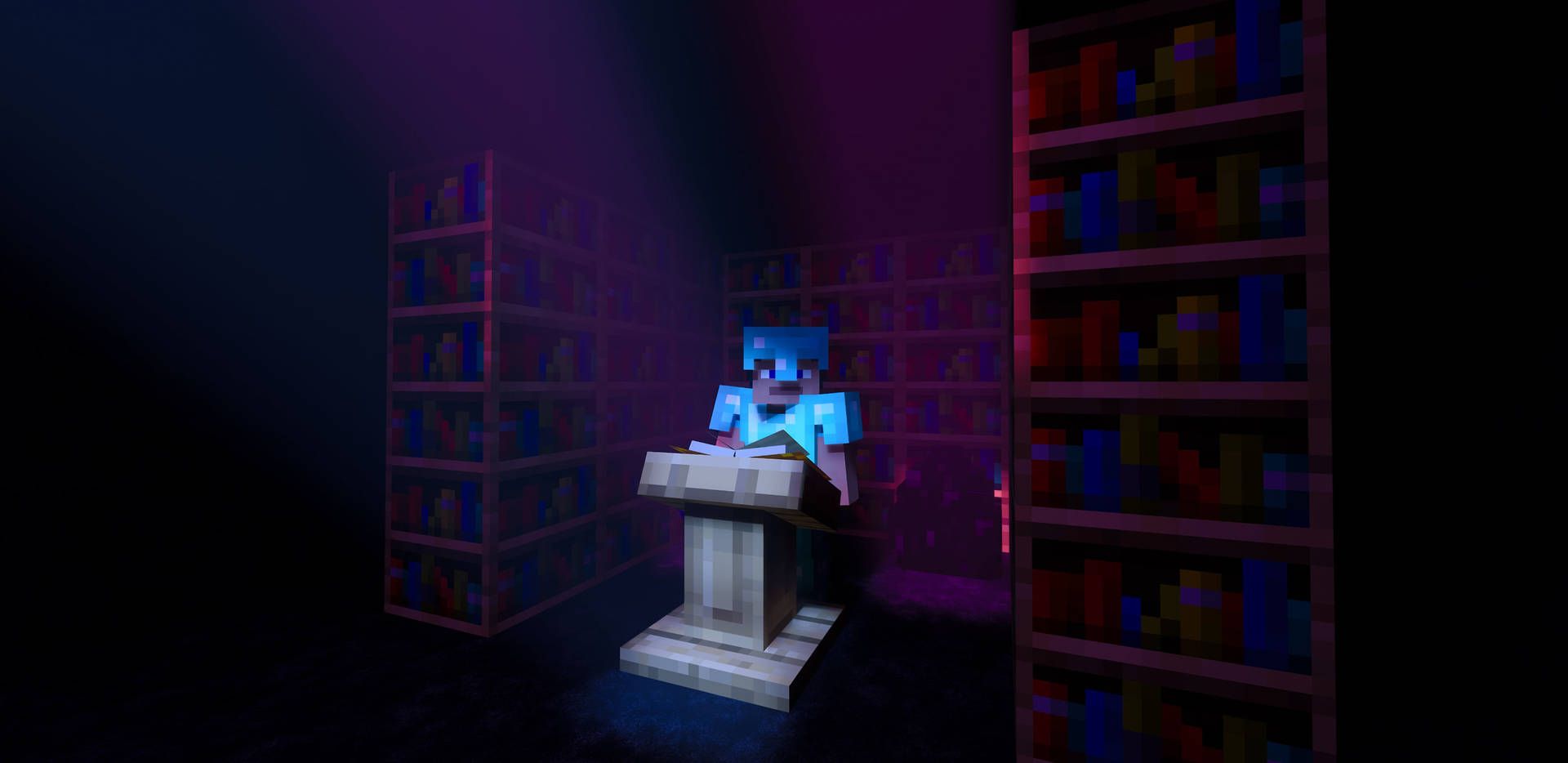 1920x934 Download Minecraft Steve Bookshelves Wallpaper