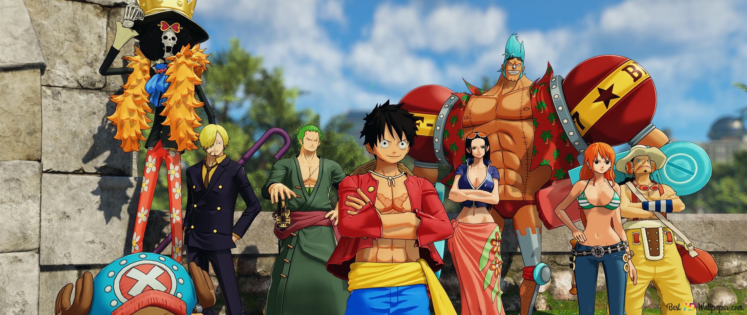 2560x1080 One Piece and his crew 4K wallpaper download