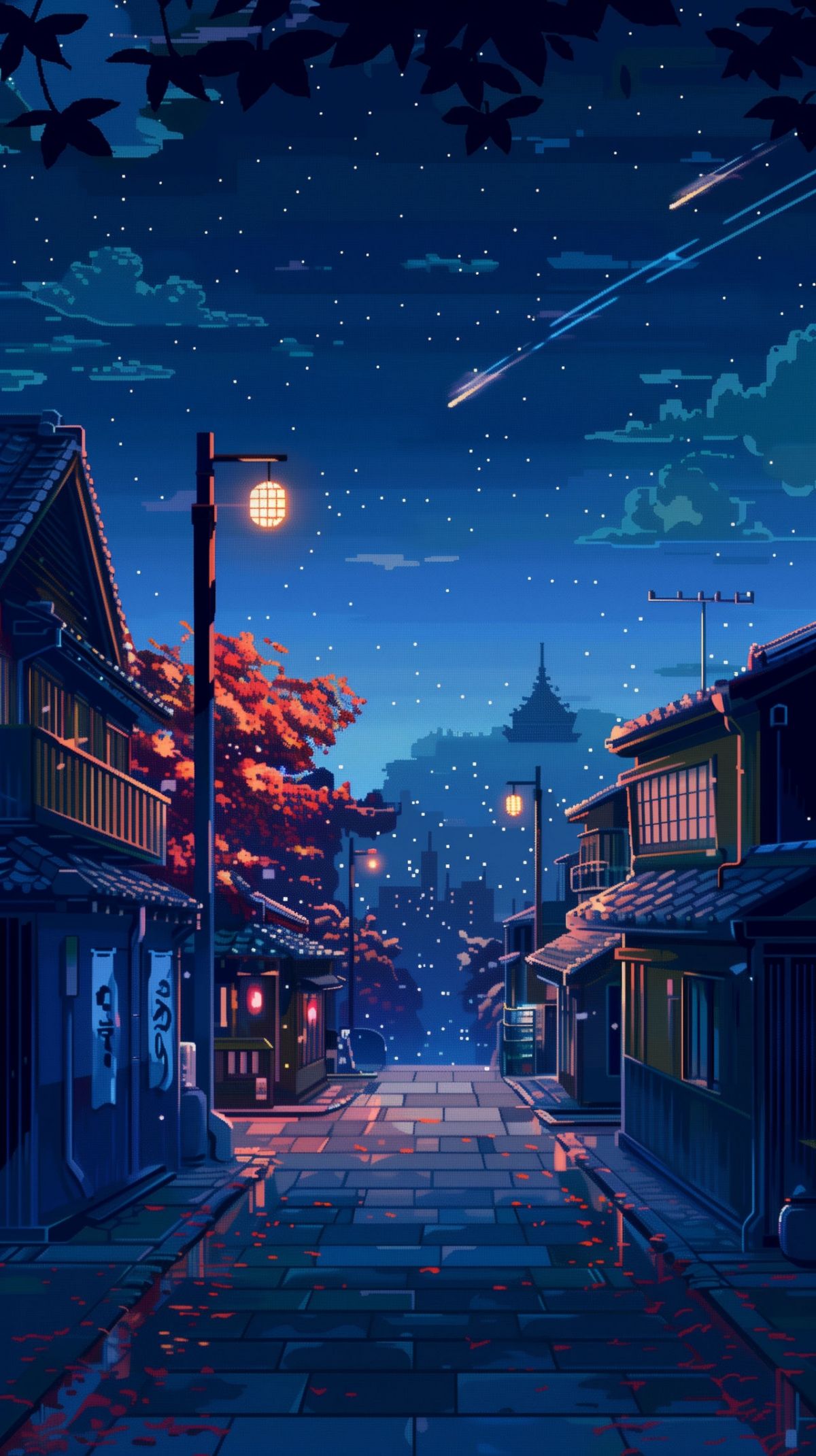 1200x2141 Anime 8 Bit Cozy Cityscape 8bit