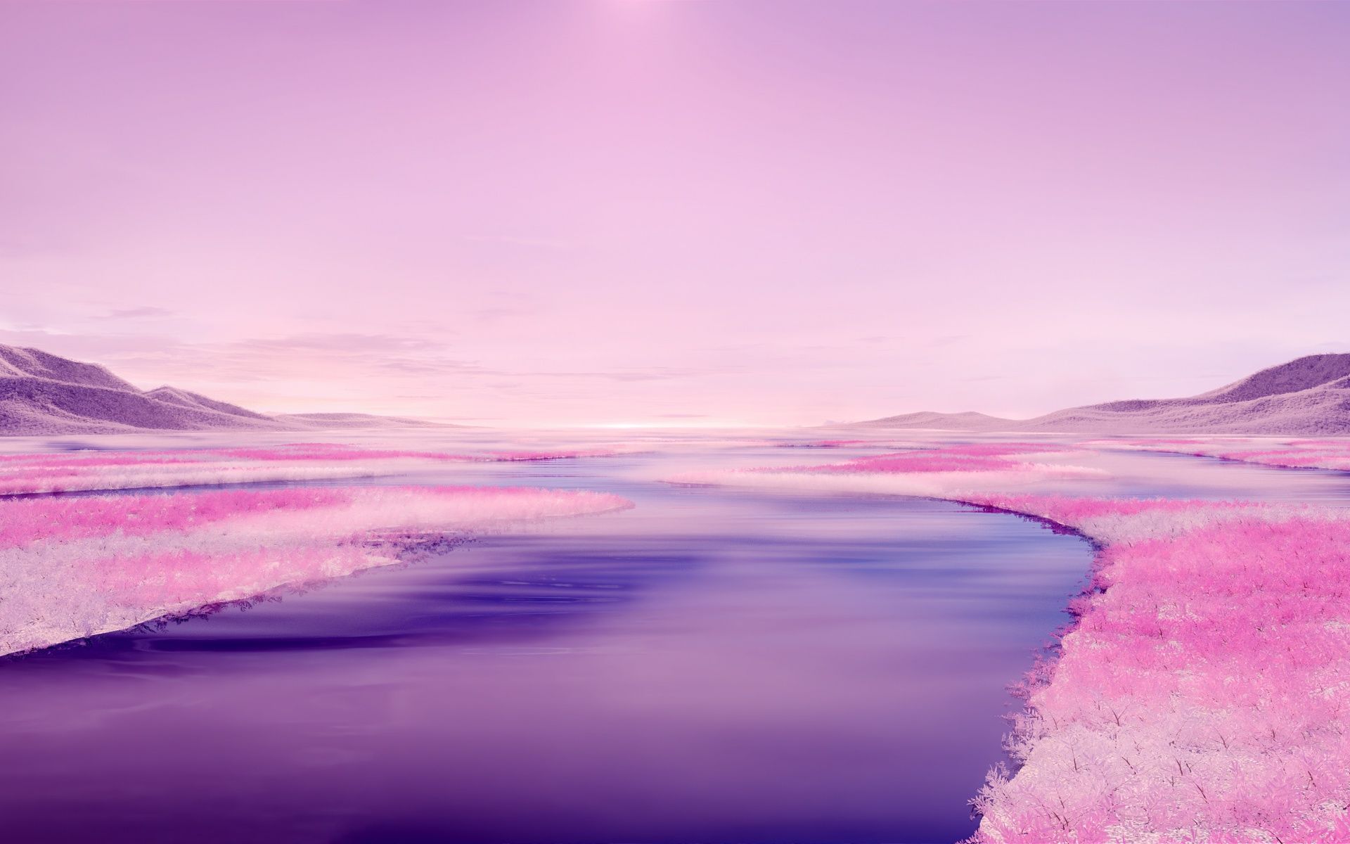 1920x1200 Pink aesthetic Wallpaper 4K, River, Surreal, Landscape