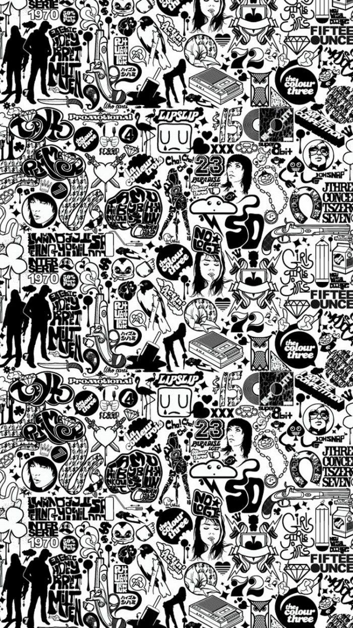700x1245 Comics Stickers Black And White IPhone 6 Wallpaper