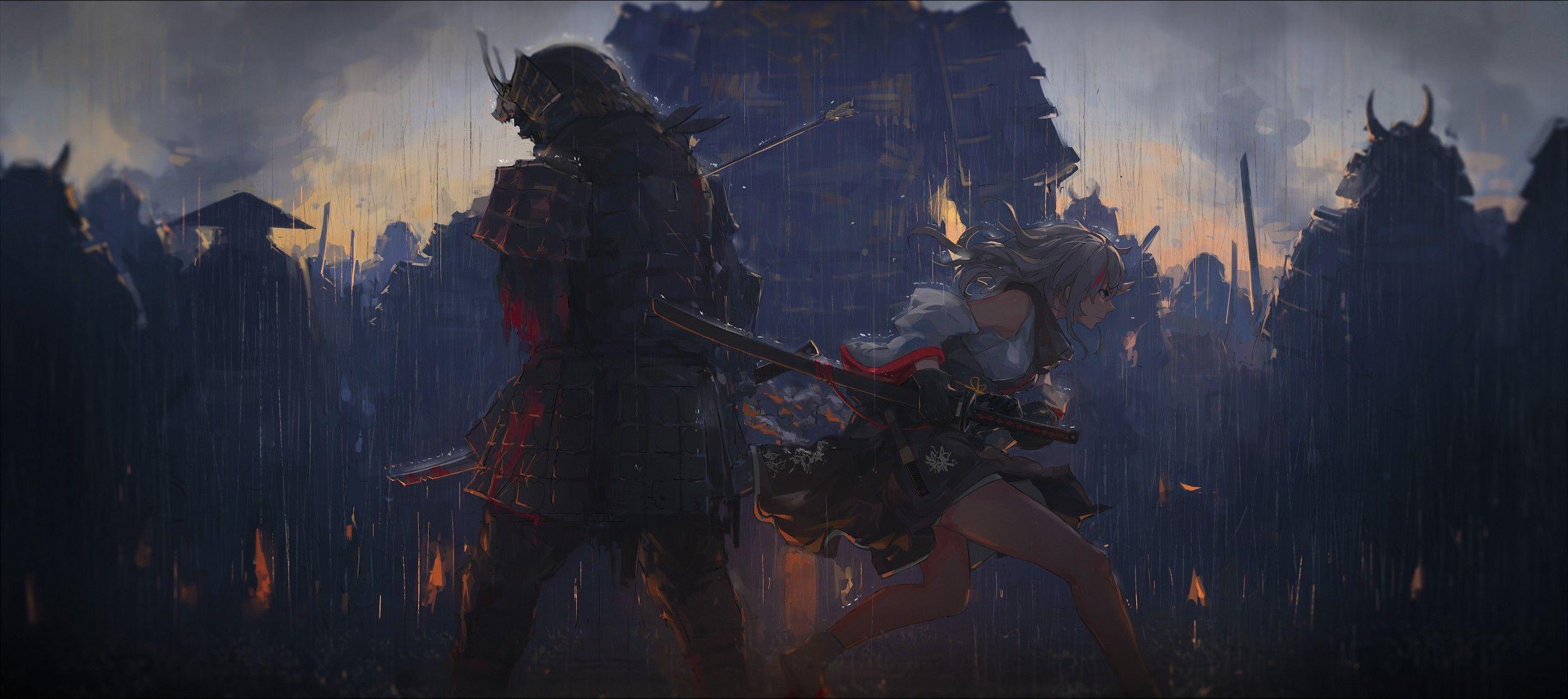 2520x1124 samurai, Pixiv Fantasia, Ultrawide, Ultra wide Wallpaper HD