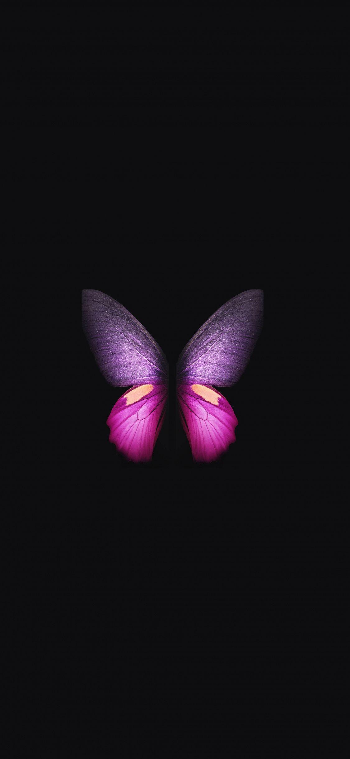 1125x2436 Samsung Galaxy Fold, Pink Purple Butterfly Wallpaper, 4400x6000
