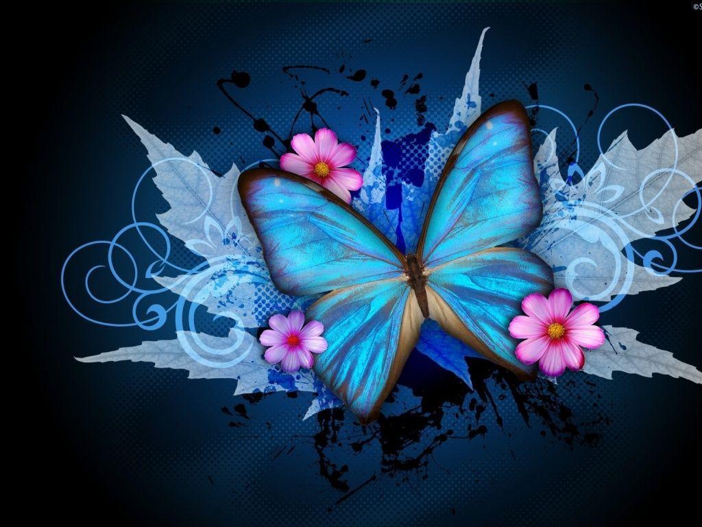1024x768 CU3A5PO Neon Butterfly Desktop Wallpaper 1024x768