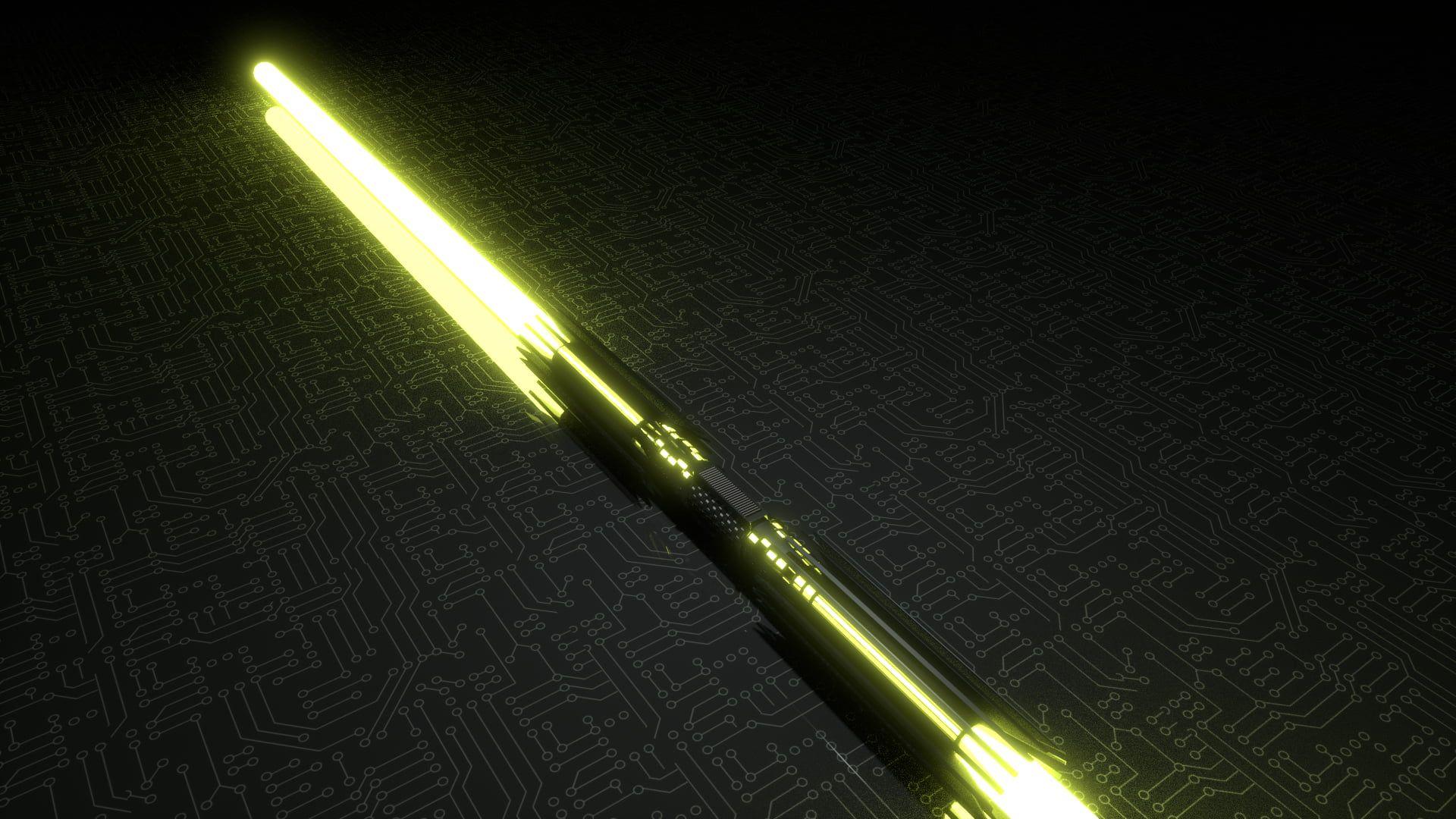 1920x1080 Black LED sword, lightsaber, Blender, yellow, Star Wars HD
