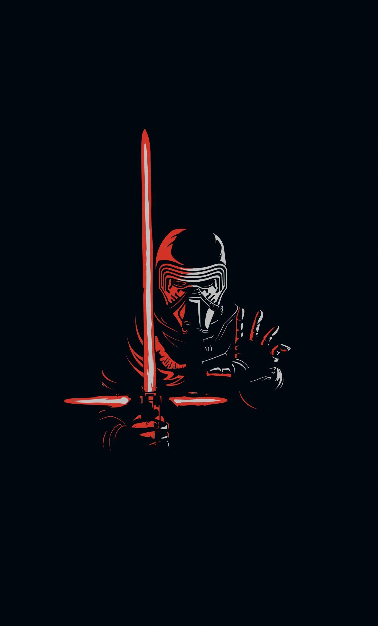 1280x2120 Download Kylo Ren, minimal, artwork, villain, star wars wallpaper