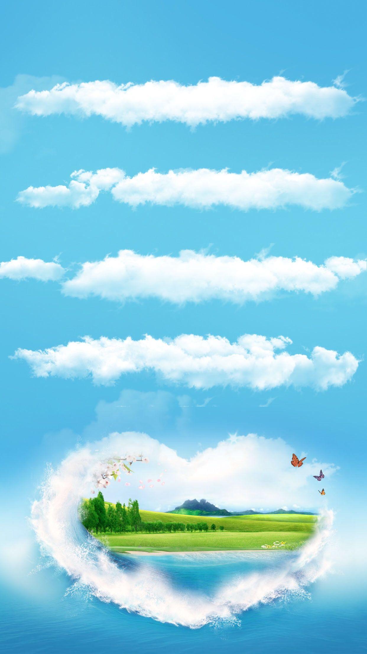 1242x2208 ↑↑TAP AND GET THE FREE APP! Shelves Beautiful Clouds Blue Cool