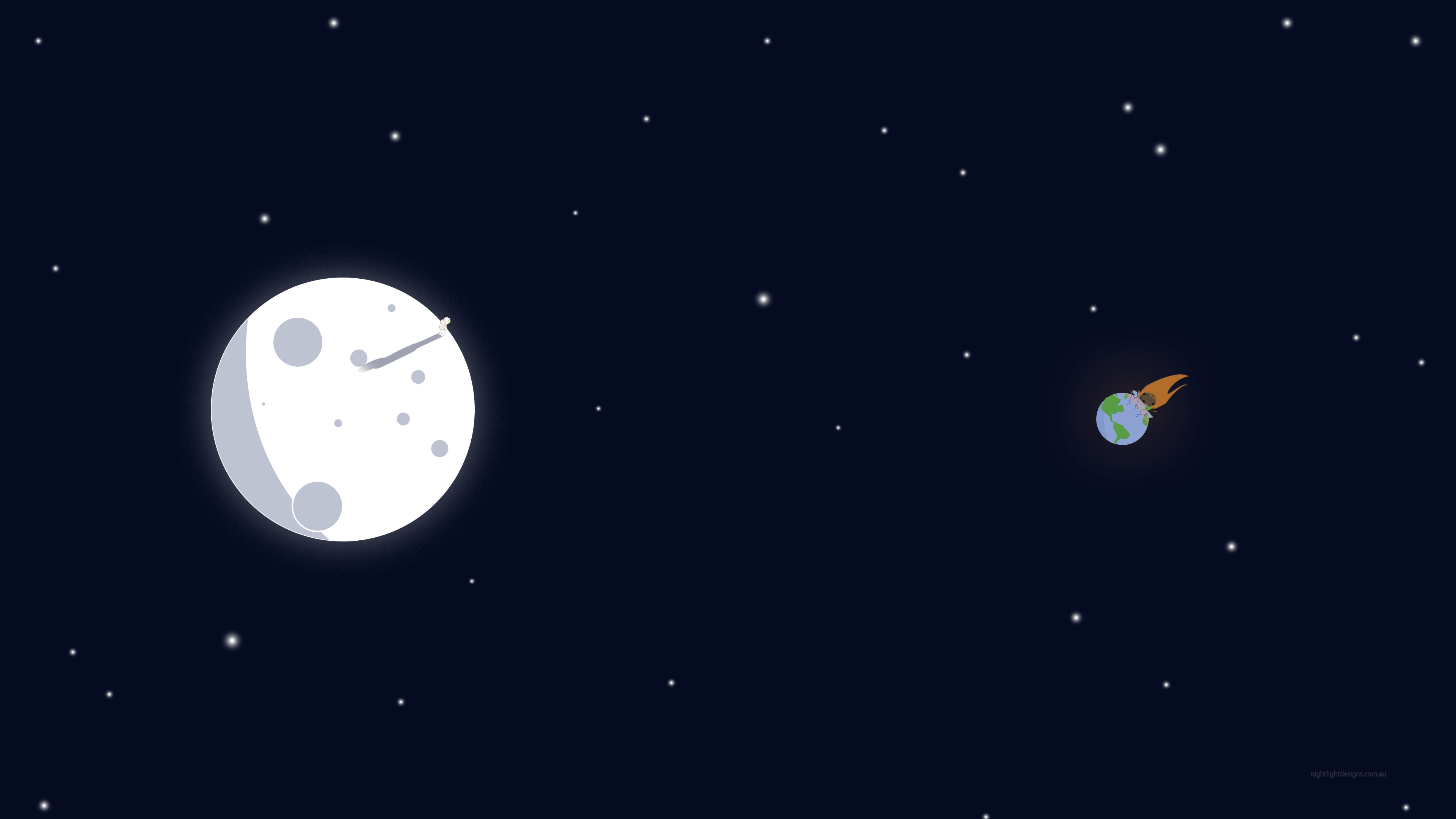 3840x2160 Space Moon And Earth Minimalism Art Wallpaper, HD Minimalist 4K Wallpaper, Image and Background