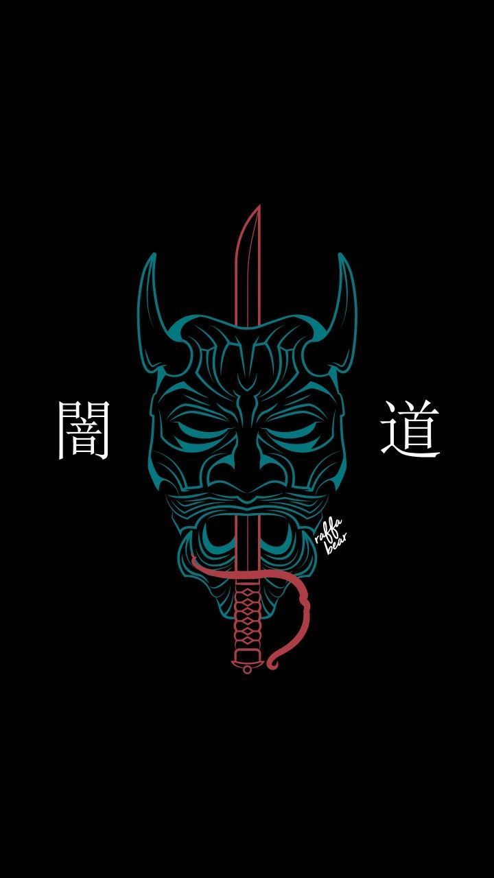720x1280 Japanese Demon Mask Wall Art