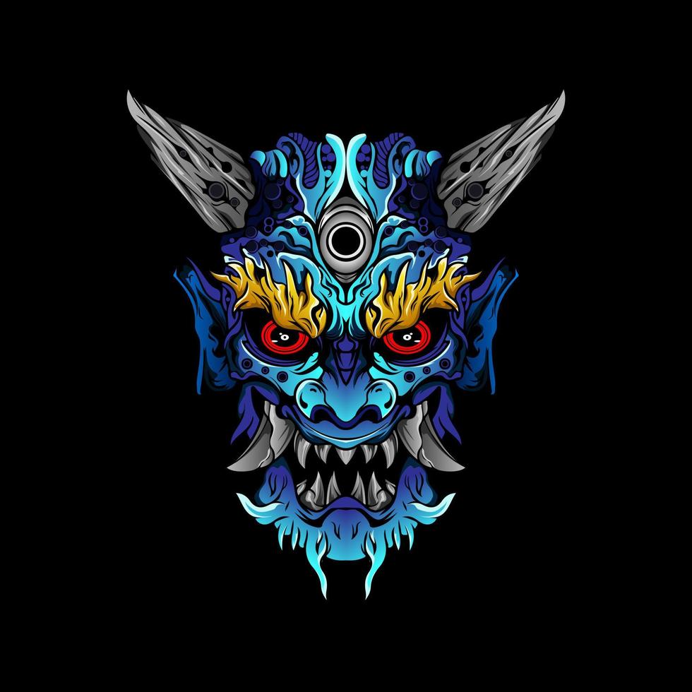 980x980 japanese Culture demon hanya mask or oni mask with hand draw style on white background. Ready for Print Apparel and tattoos