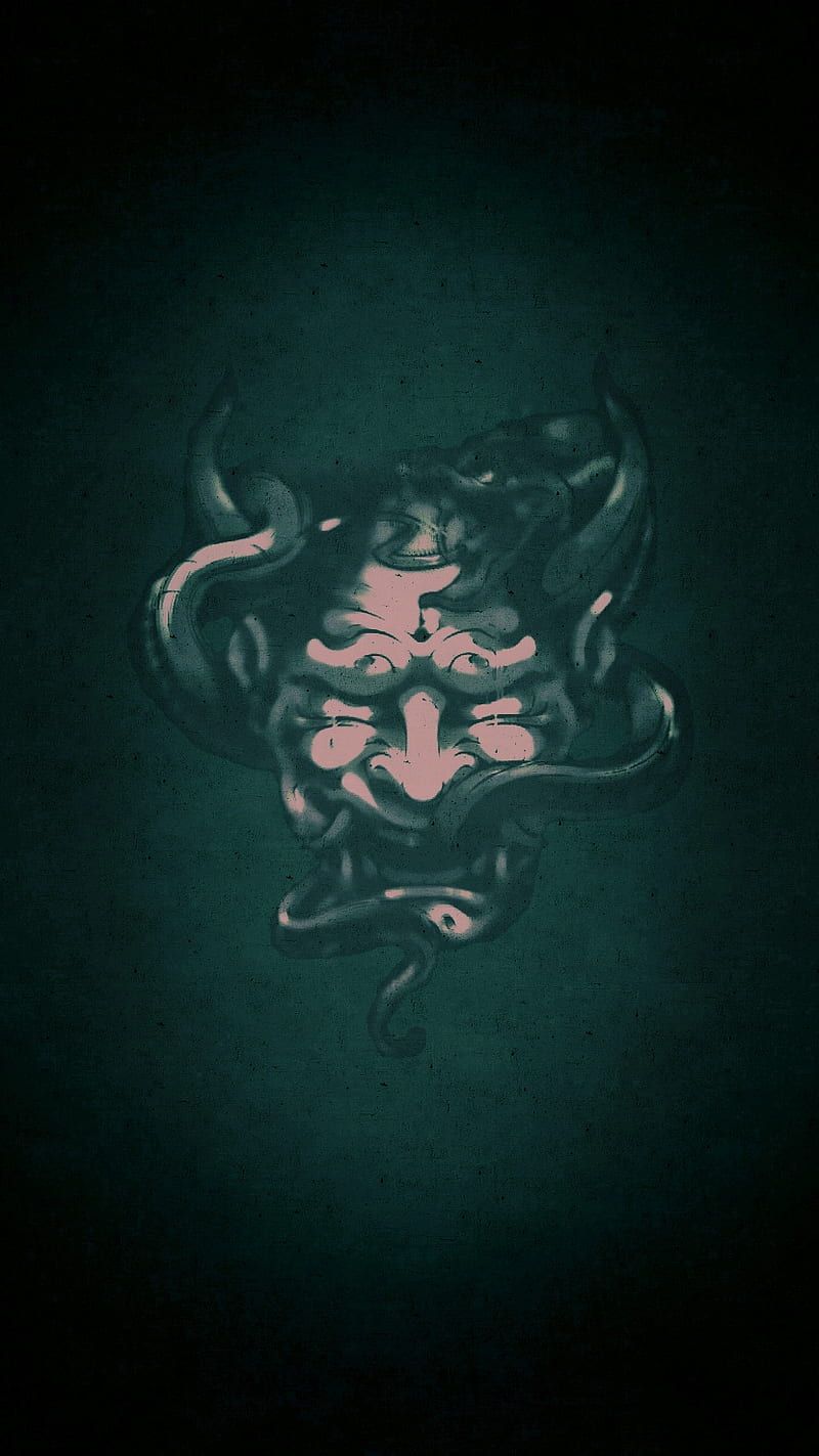 800x1423 Oni demon serpent, awesome, black, devil, gris, grunge, japanese, snake, HD phone wallpaper