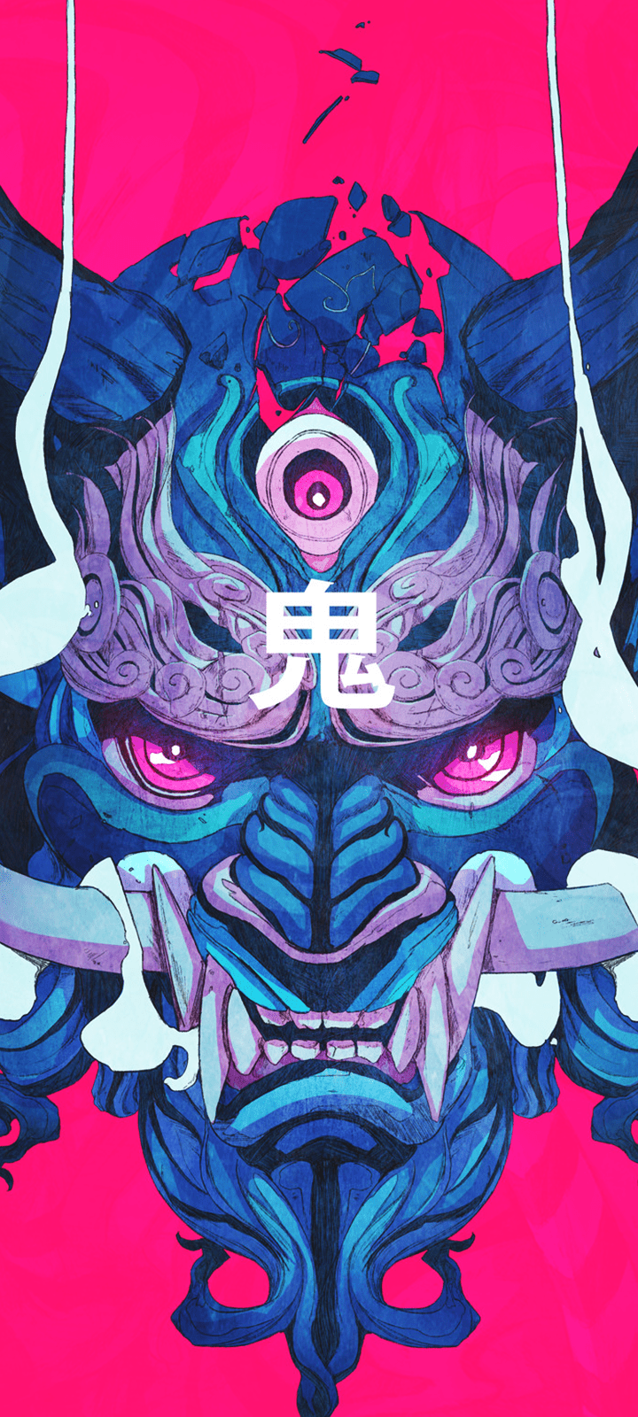 720x1600 Download Oni Japanese Artistic Mask Phone Wallpaper