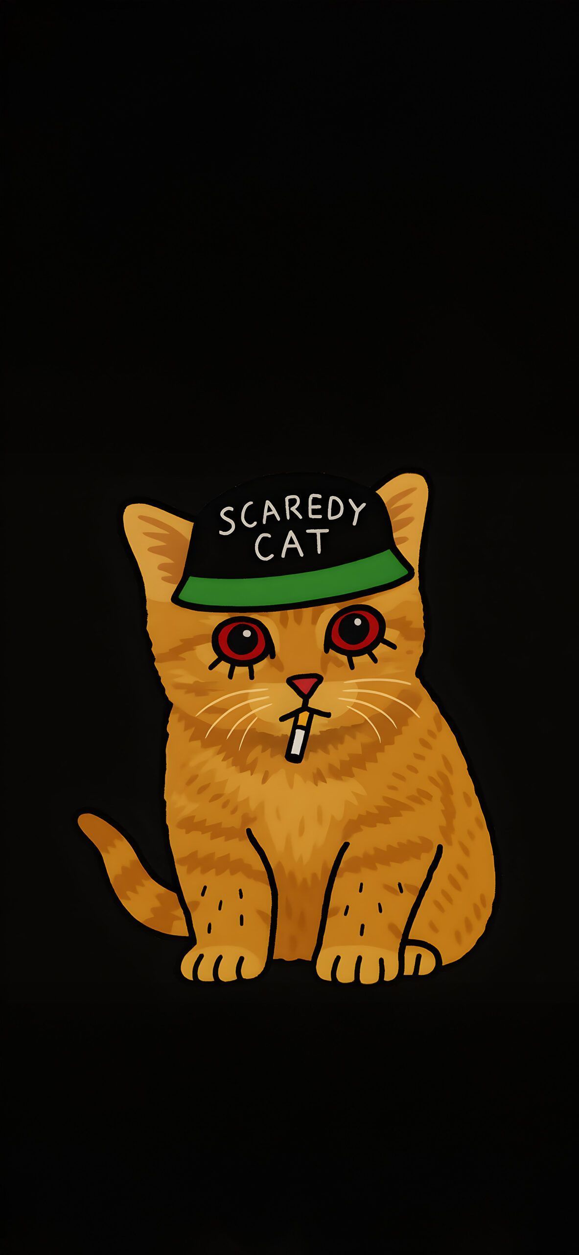 1183x2560 Wifiskeleton Scaredy Cat Smoking Black Wallpaper