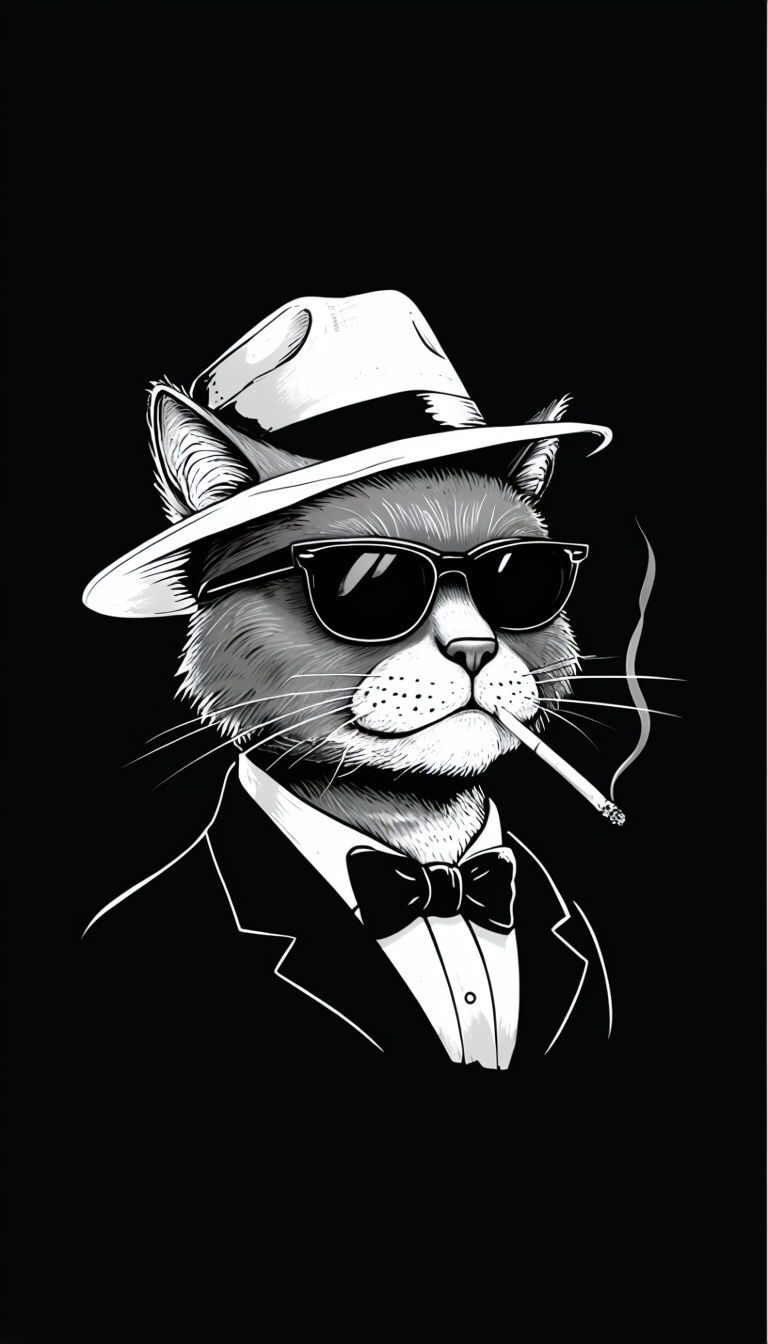 768x1344 Free and customizeable cat smoking a cigar templates