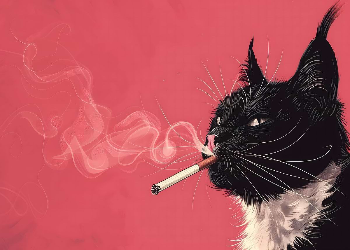 1200x857 Smoking Cat Meme' Poster, picture, metal print, paint