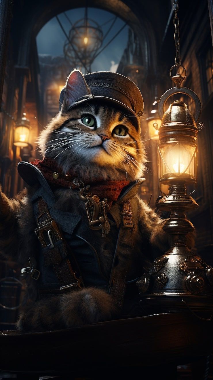 740x1320 Smoking cat digital art Image