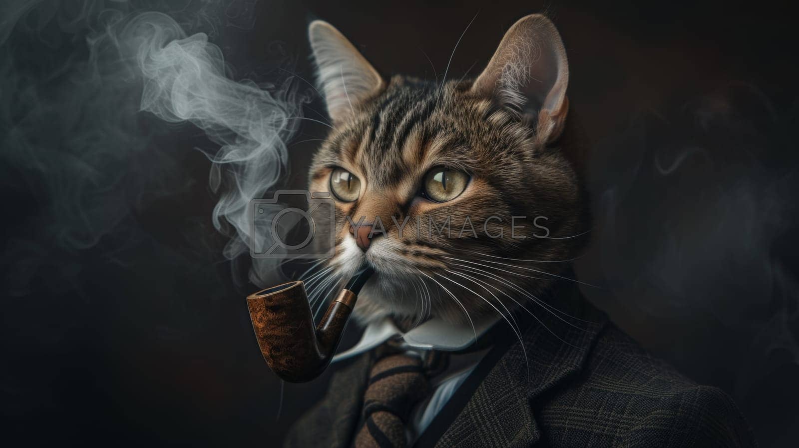 1600x897 A cat wearing a suit and smoking with smoke coming out of his pipe, AI by starush Vectors & Illustrations Free download