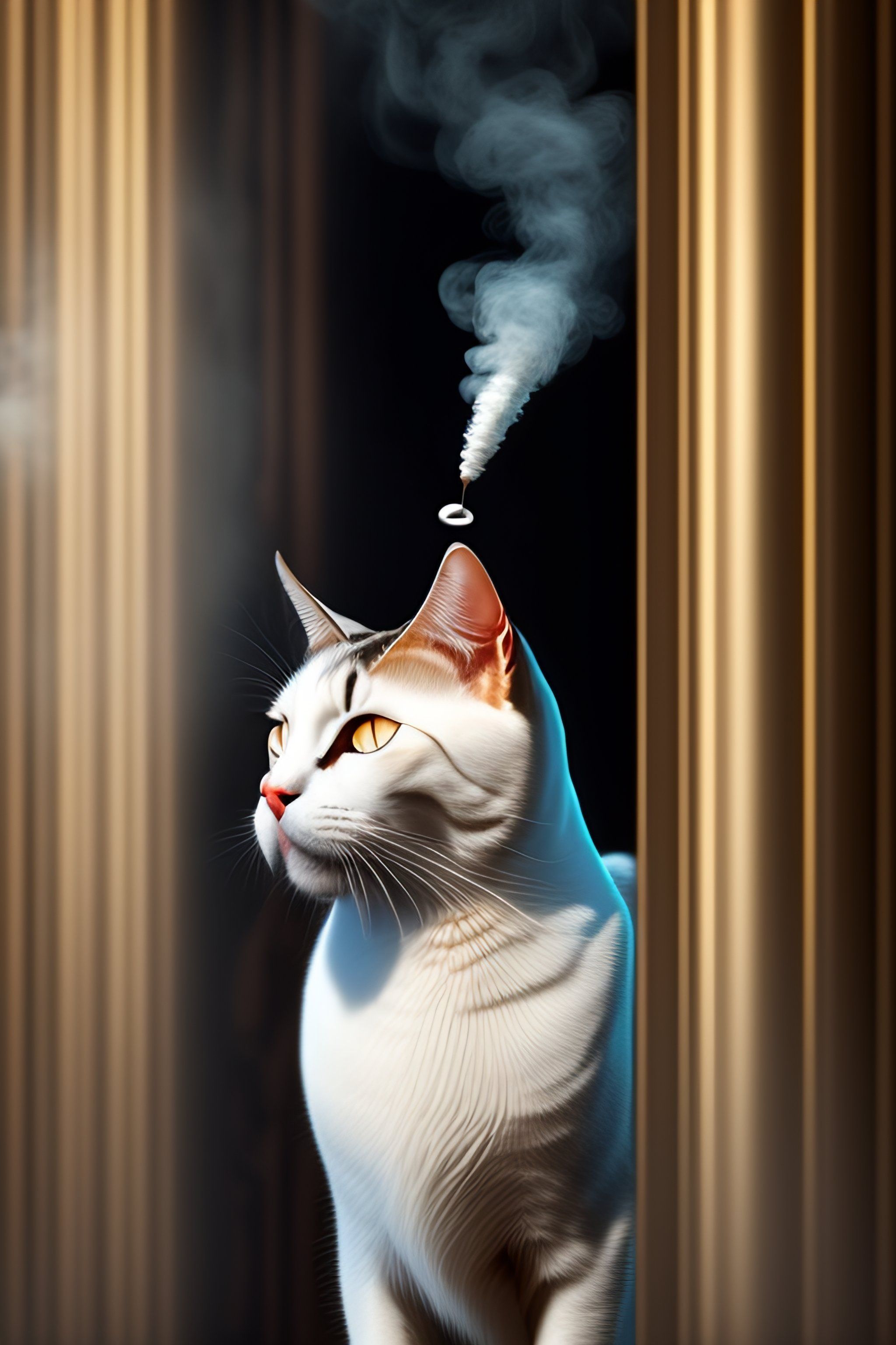 2048x3072 Lexica and black cat smoking cigar realistic