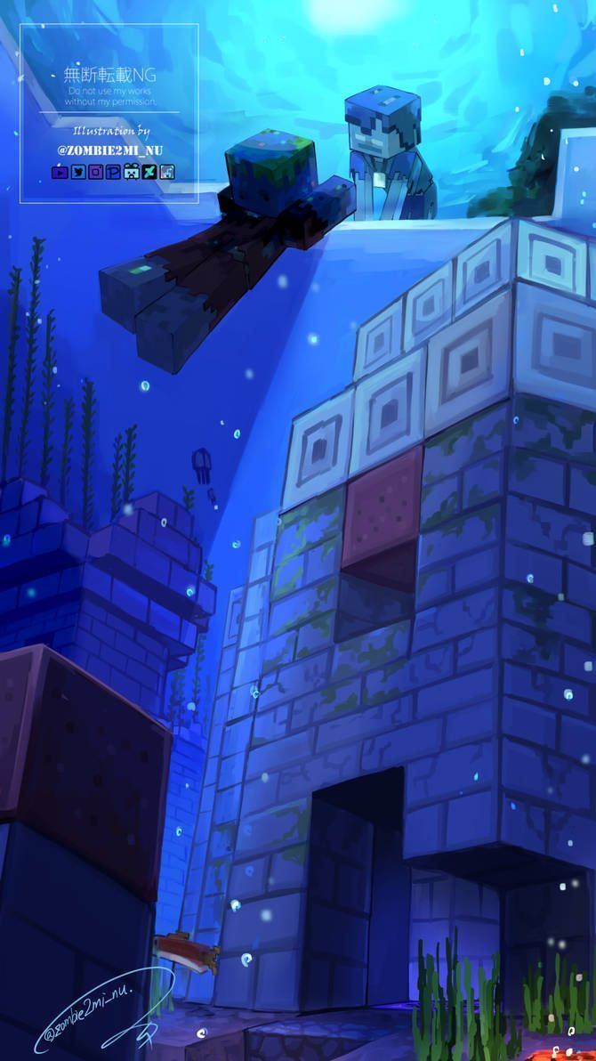 670x1192 Ocean Ruins Minecraft Fan Art
