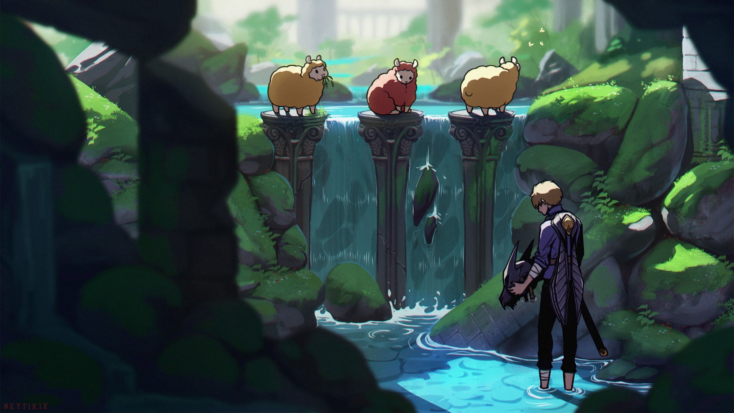 2560x1440 watermarked, fan art, Minecraft, HD Wallpaper