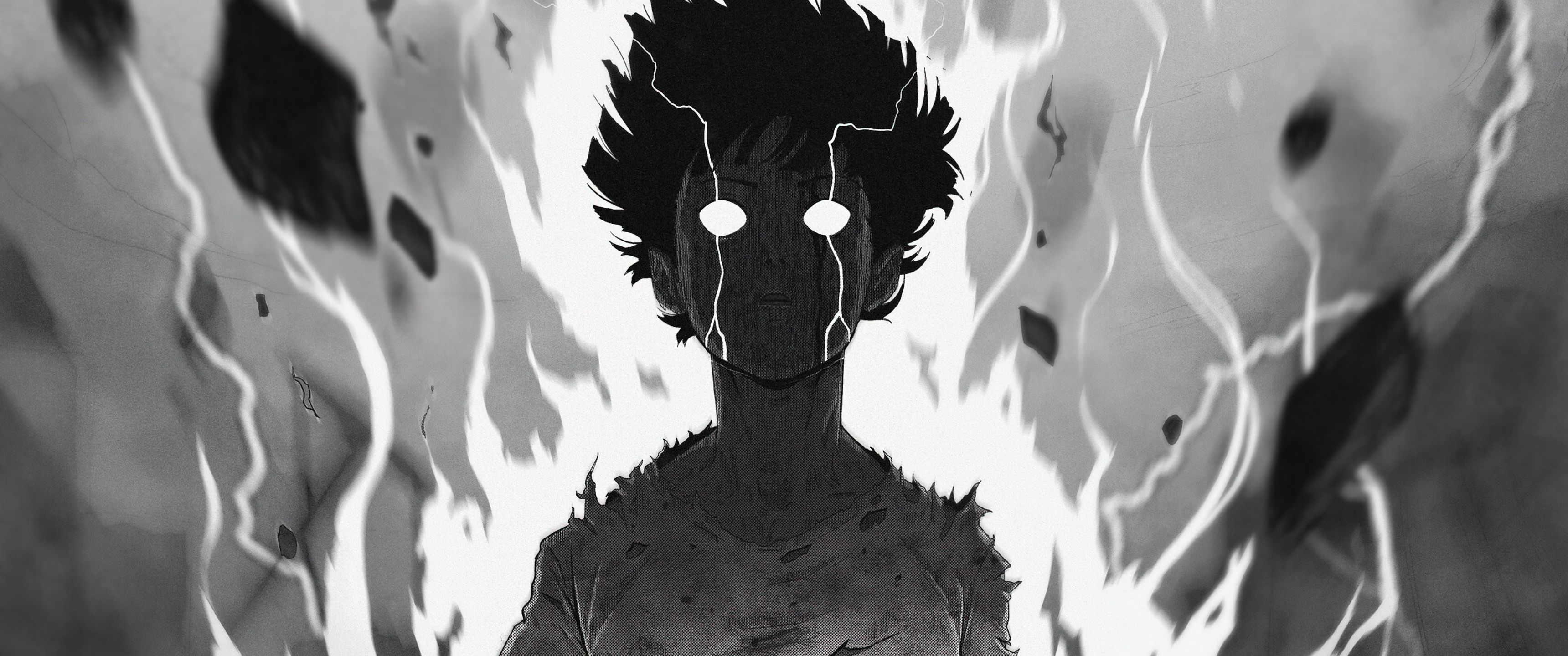 3440x1440 Shigeo Kageyama Wallpaper 4K, Rage, Mob Psycho Monochrome