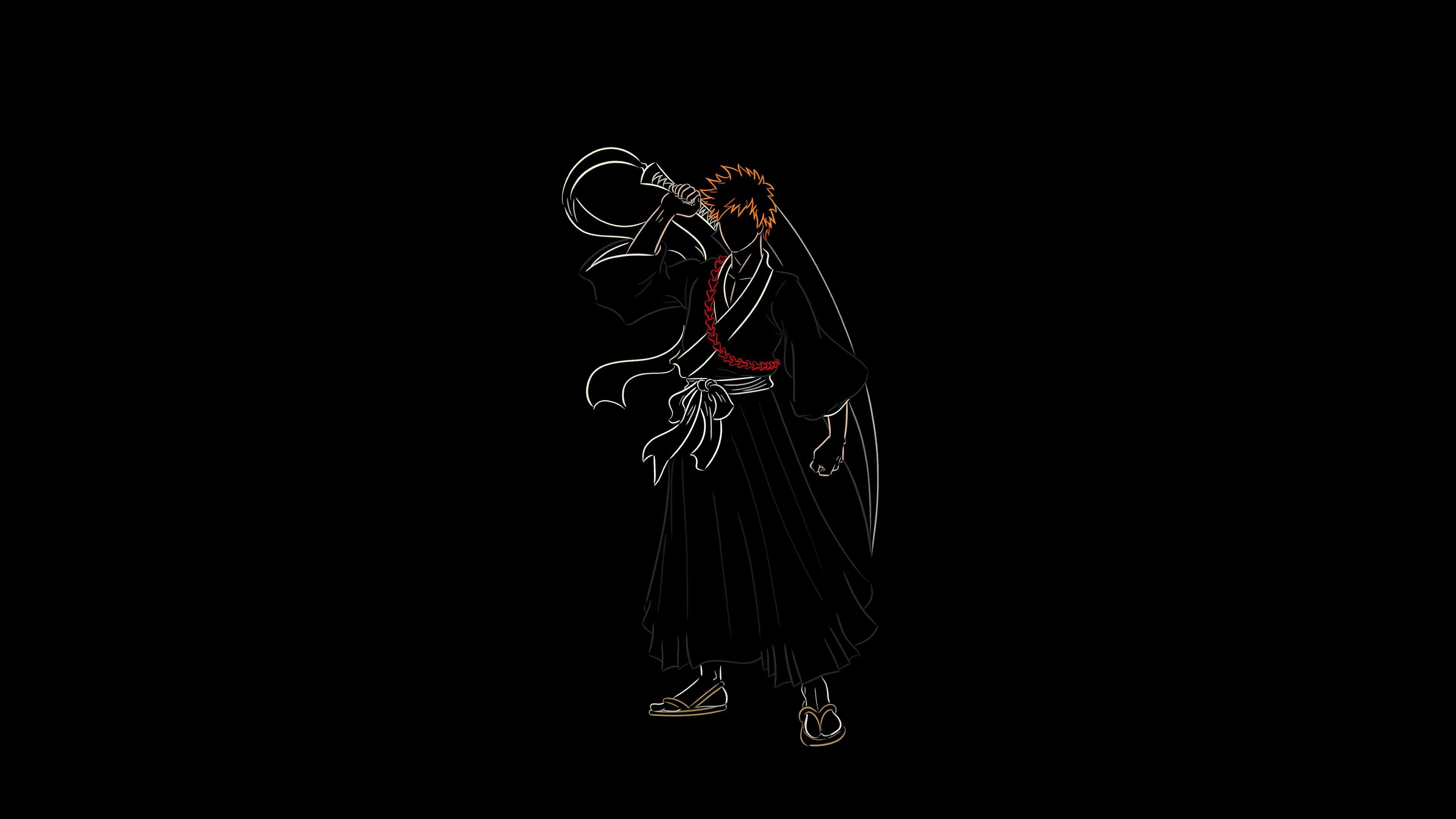 3840x2160 Ichigo Kurosaki Wallpaper 4K, Black background, 5K, Bleach