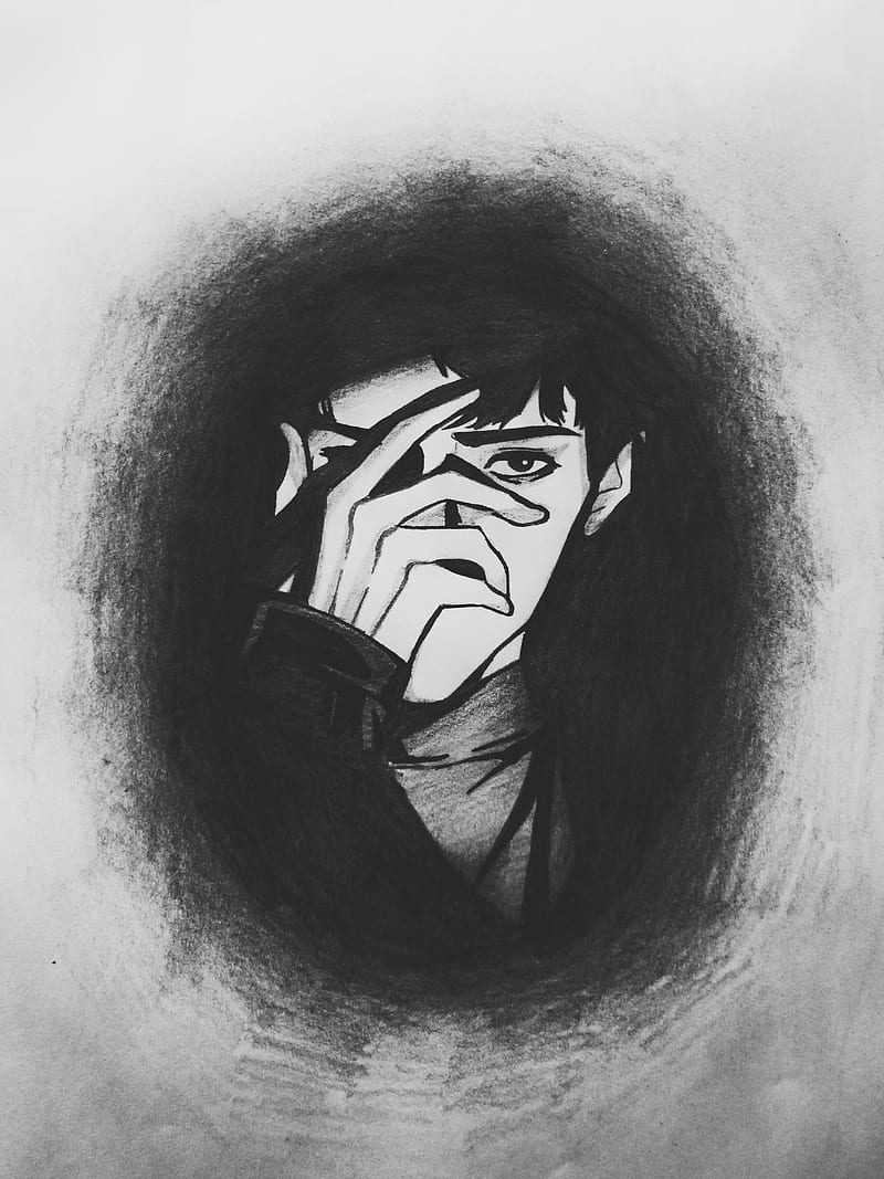 800x1067 Anime boy, black, drawing, white, HD phone wallpaper