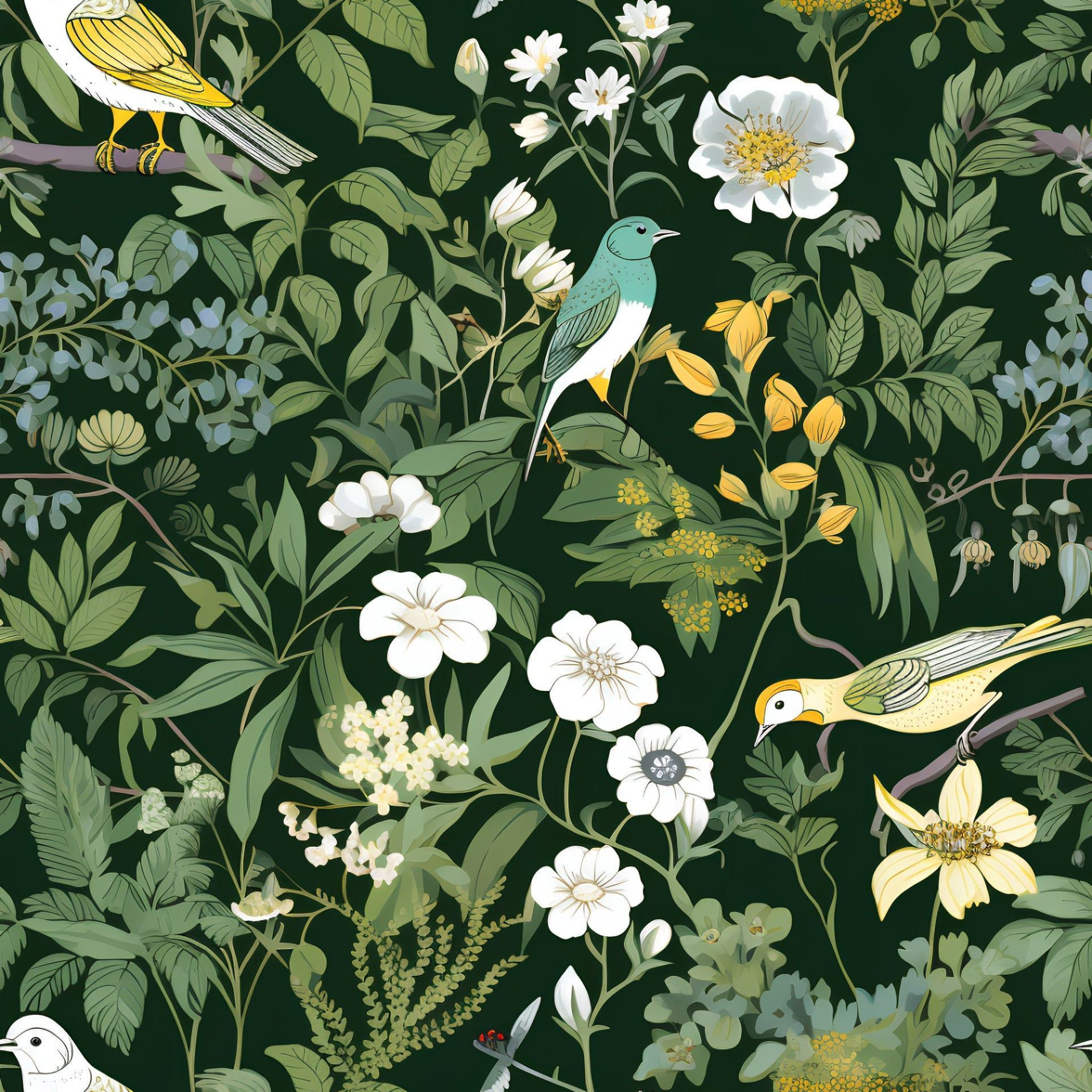 1920x1920 Forest Birds Wallpaper 8.5 x 10 Sample / Traditional