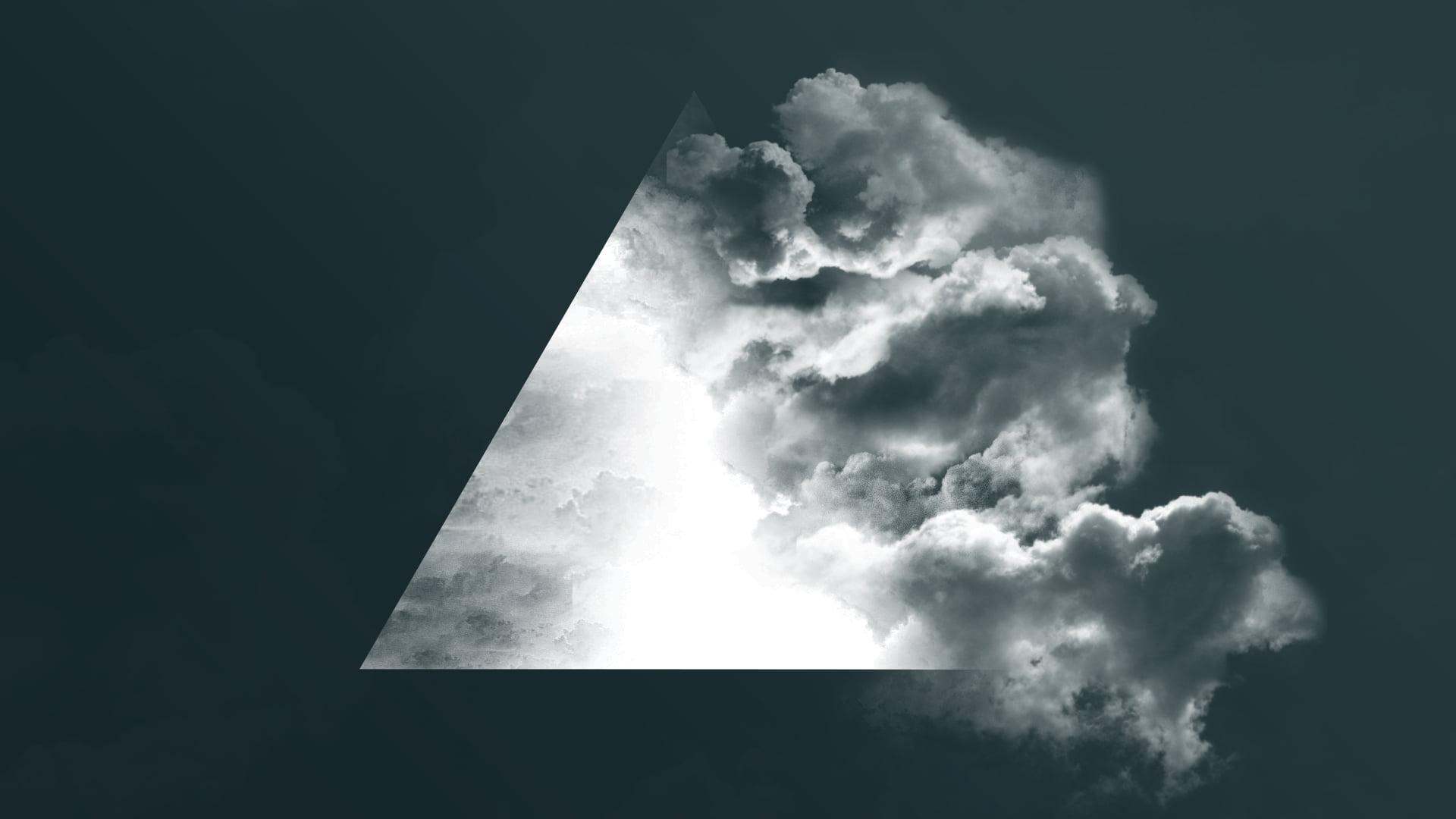 1920x1080 Smoke and triangle, triangle, clouds, Moon, lights HD wallpaper