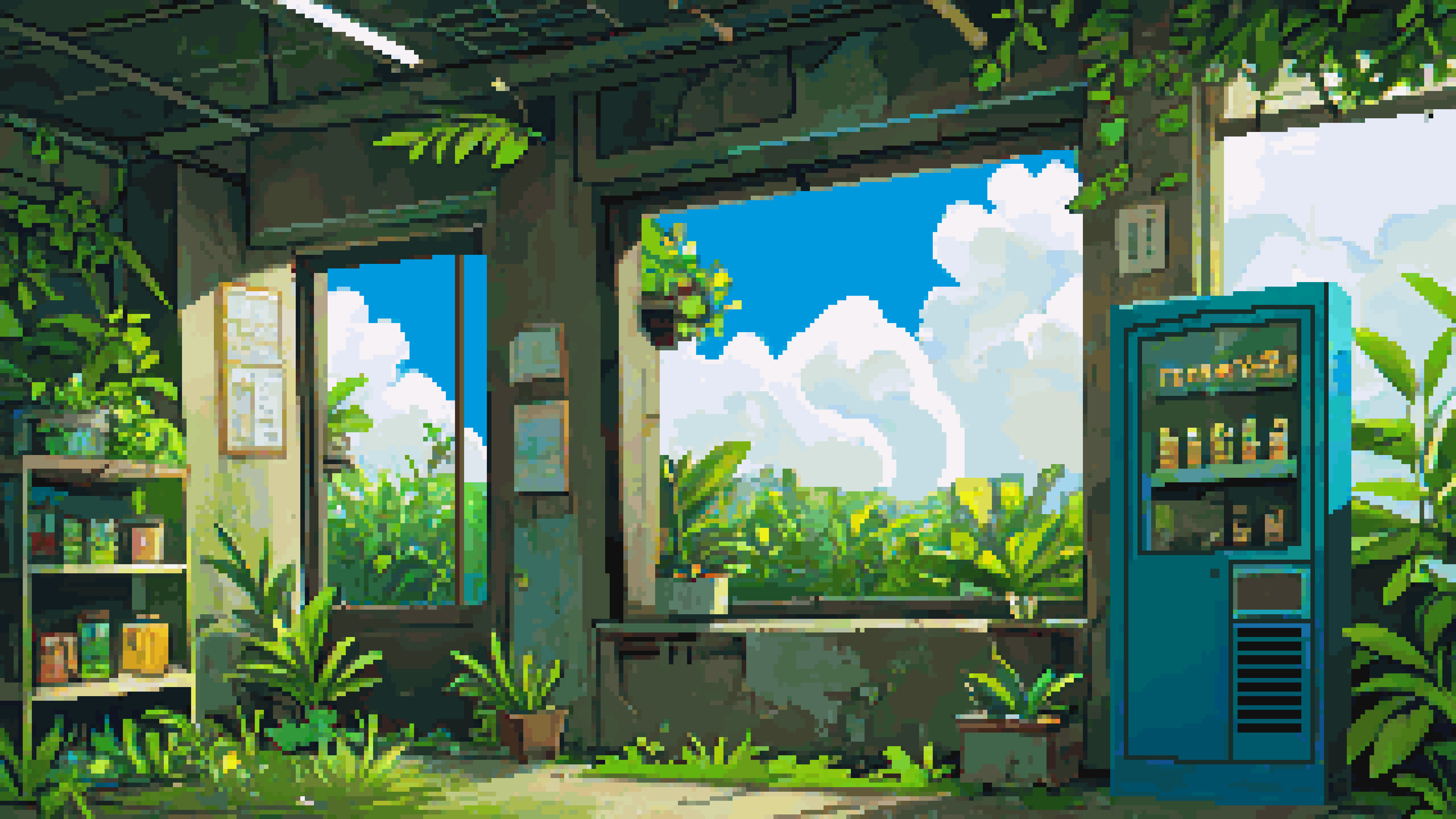 5120x2880 Vending Machine: The Last Witness of the Pixel World[5120x2880] (animated and non animated in comments)