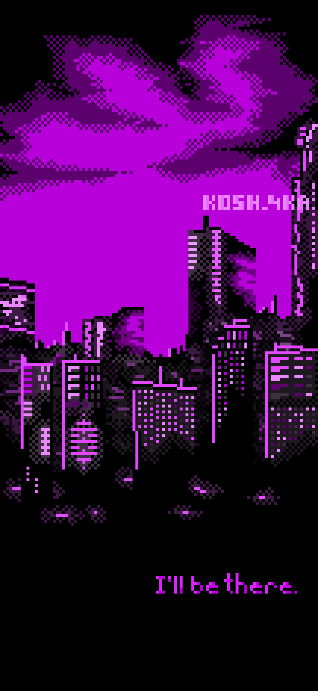 1080x2340 Pixel Art Gif `Glitch` Purple addition (wallpaper)