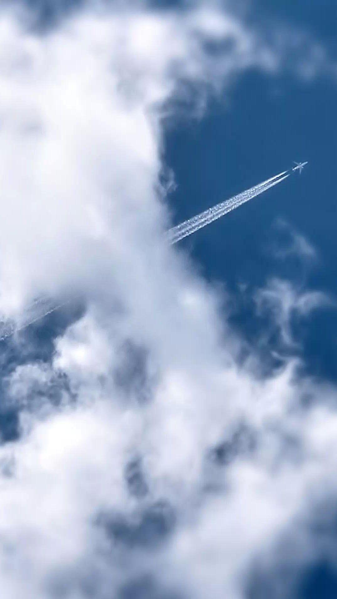 1080x1920 Flying Airplane Smoke Trail Clouds Android Wallpaper free download