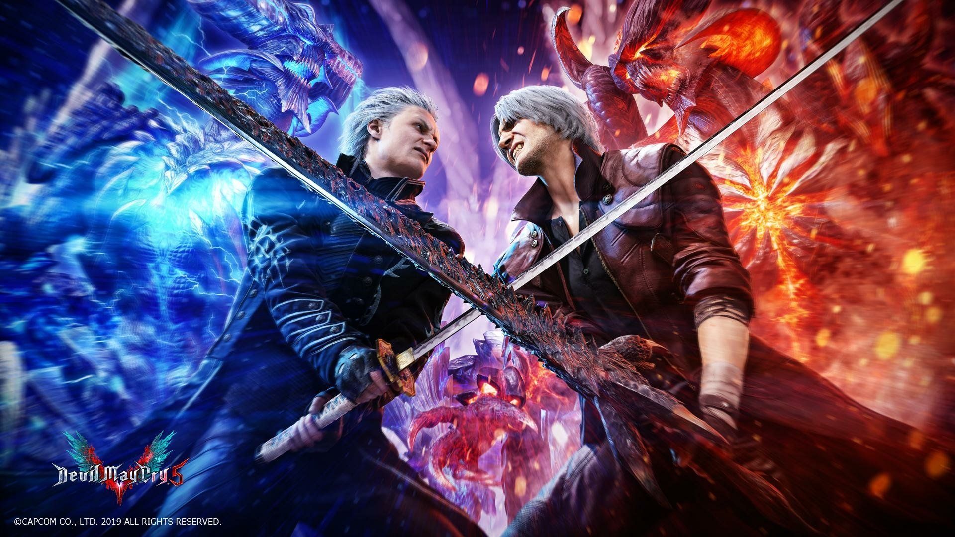 1920x1080 Epic Devil May Cry 5 HD Wallpaper: Dante vs Vergil Showdown