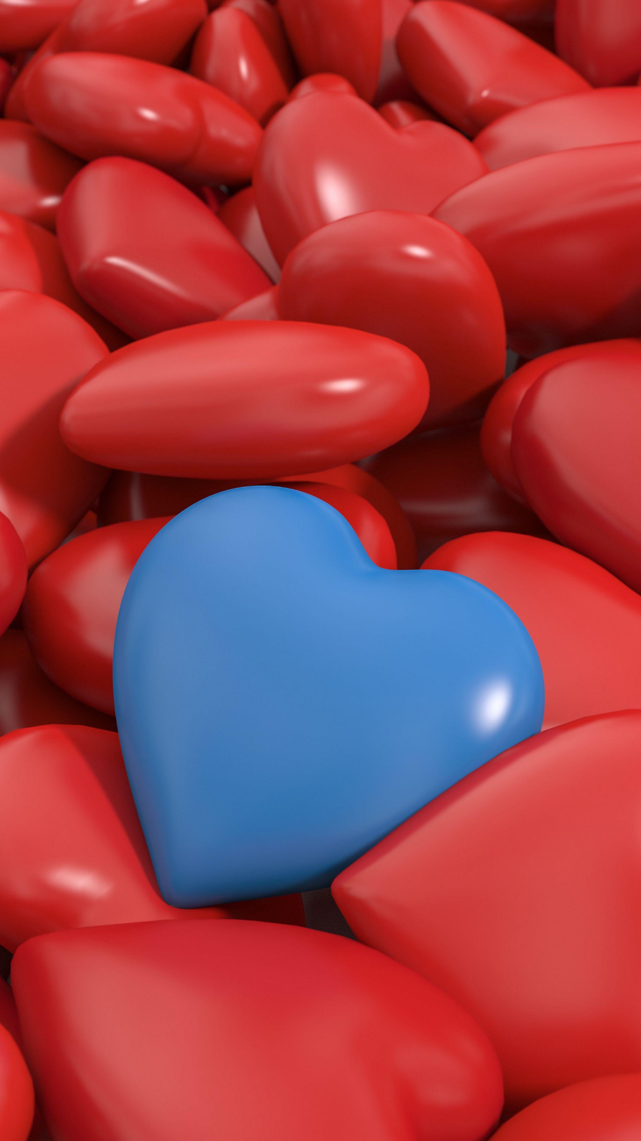 2160x3840 emotions #heart #red #blue d #wallpaper HD 4k Background
