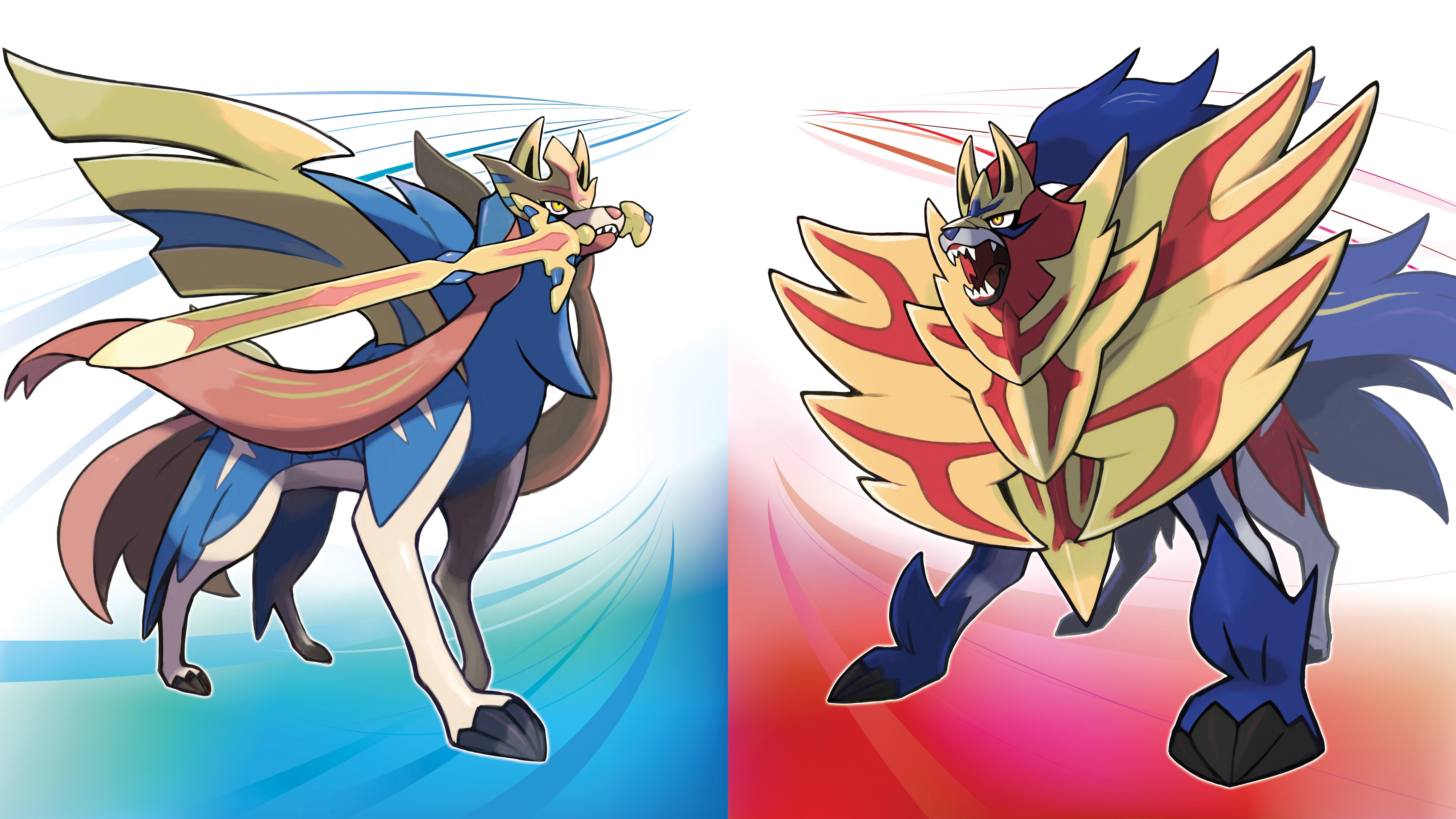 7680x4320 Zacian and Zamazenta Pokemon Sword and Shield 8K Wallpaper