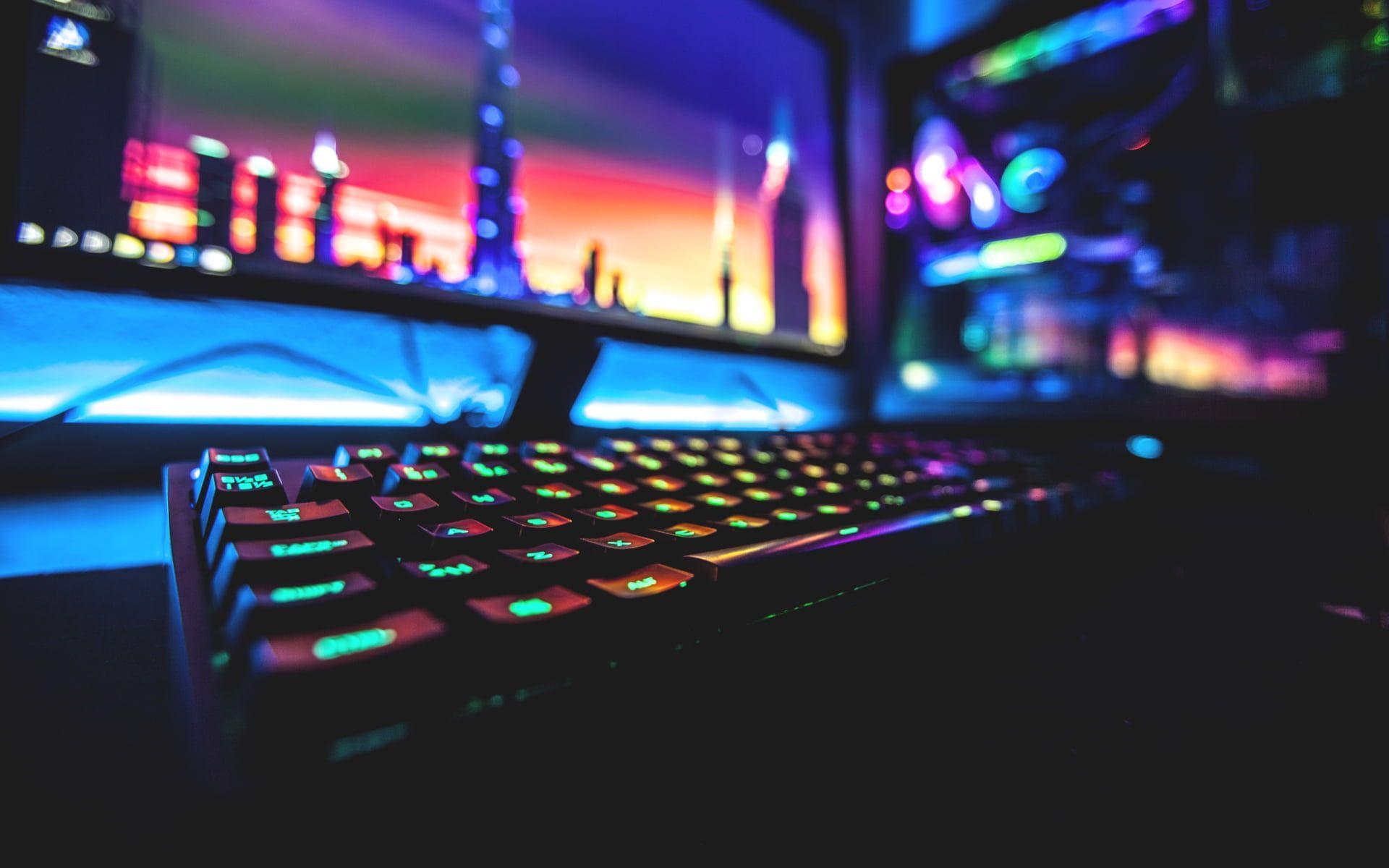 Bàn phím chơi game RGB 1920x1200 màu đen # đầy màu sắc # máy tính # bàn phím PC