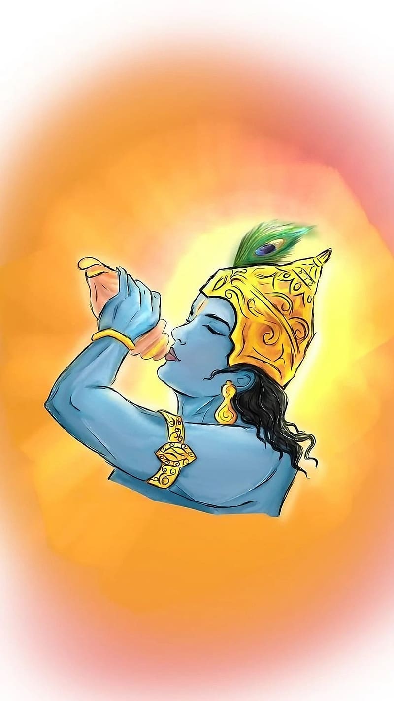 800x1423 640x960px, free download. Shree Krishna Painting Art, sree krishna, krishna painting art, hindu god, bhakti, HD phone wallpaper