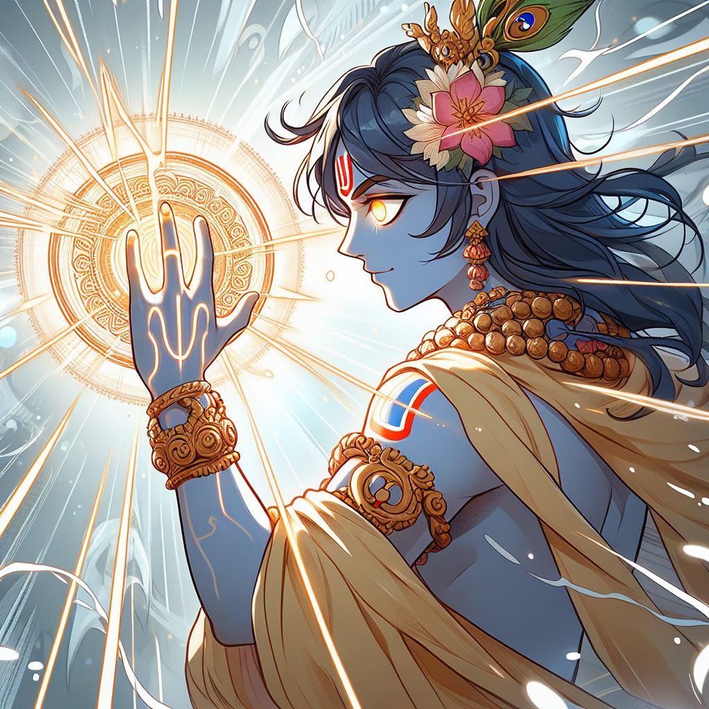 1024x1024 Tried to create some image of Sri Krishna with sudarshan chakra
