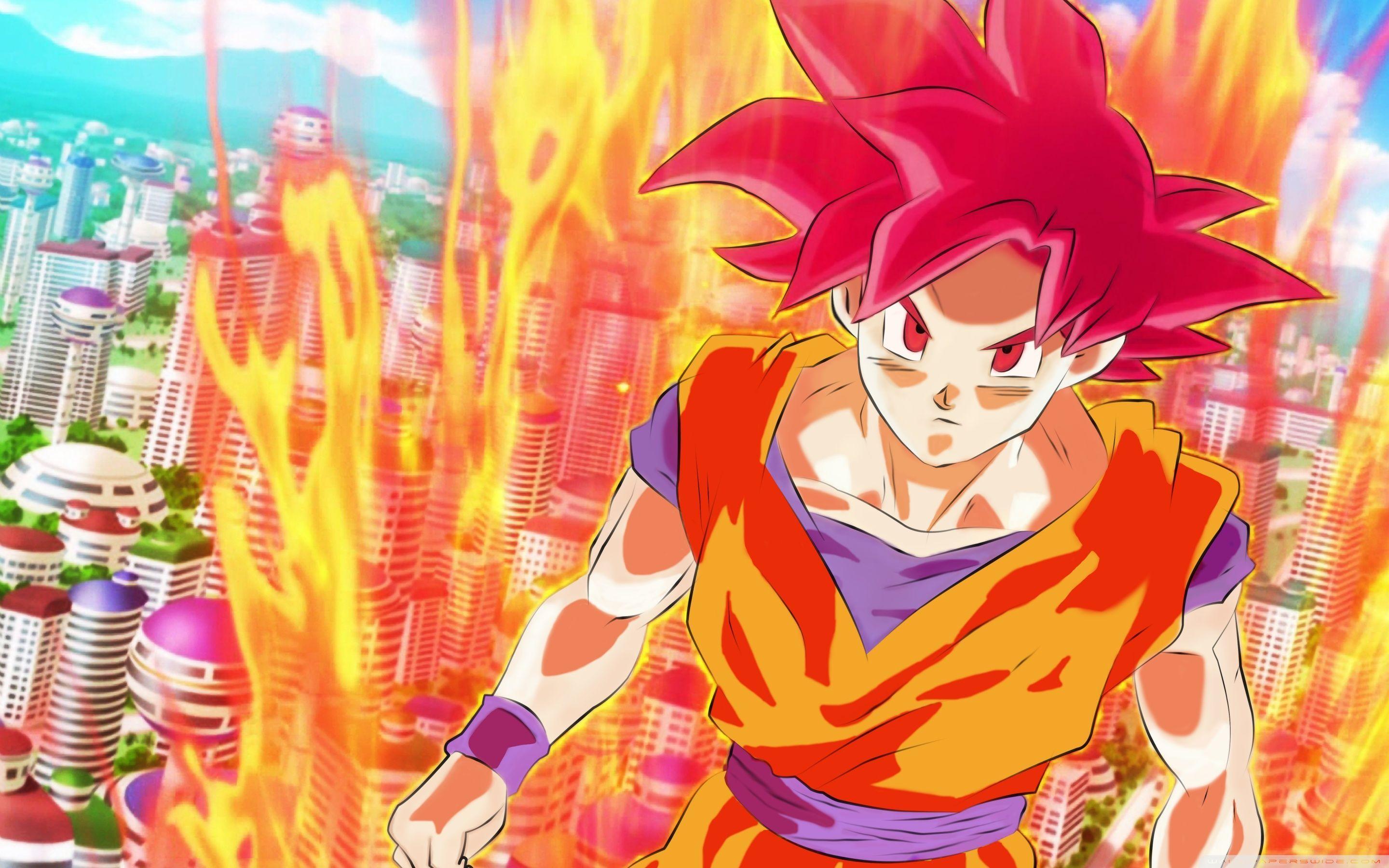 2880x1800 Goku Super Saiyan God Ultra HD Desktop Background Wallpaper