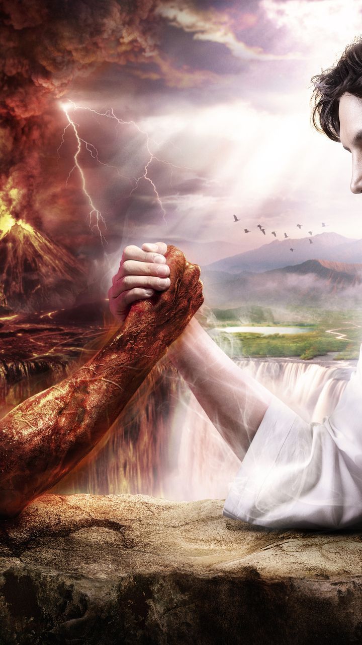 720x1280 Download Devil vs god, Devil, VS, God Wallpaper in 720x1280 Resolution