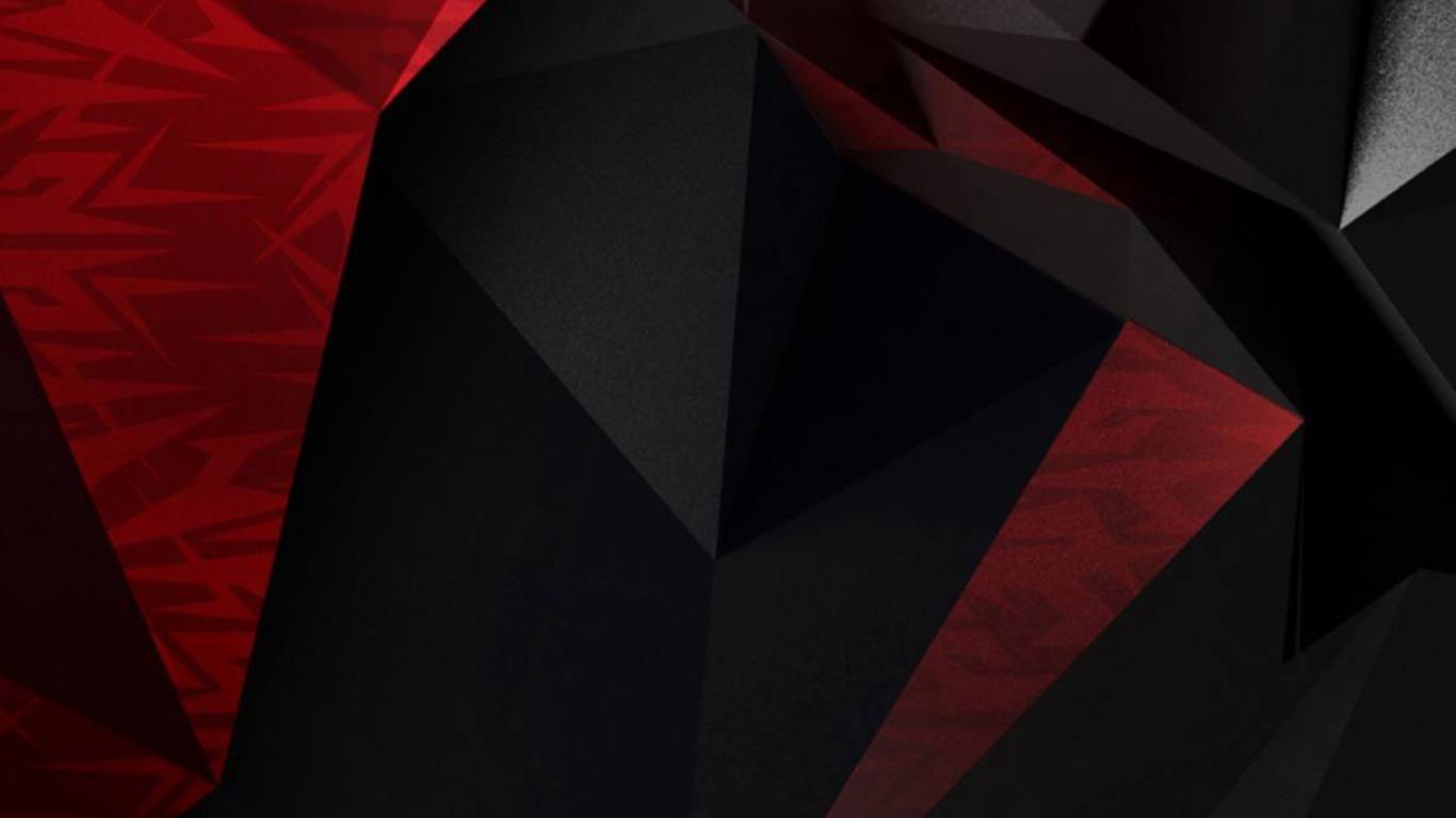 1366x768 Abstract 3D Red and Black Polygons for Samsung Galaxy S9 Wallpaper