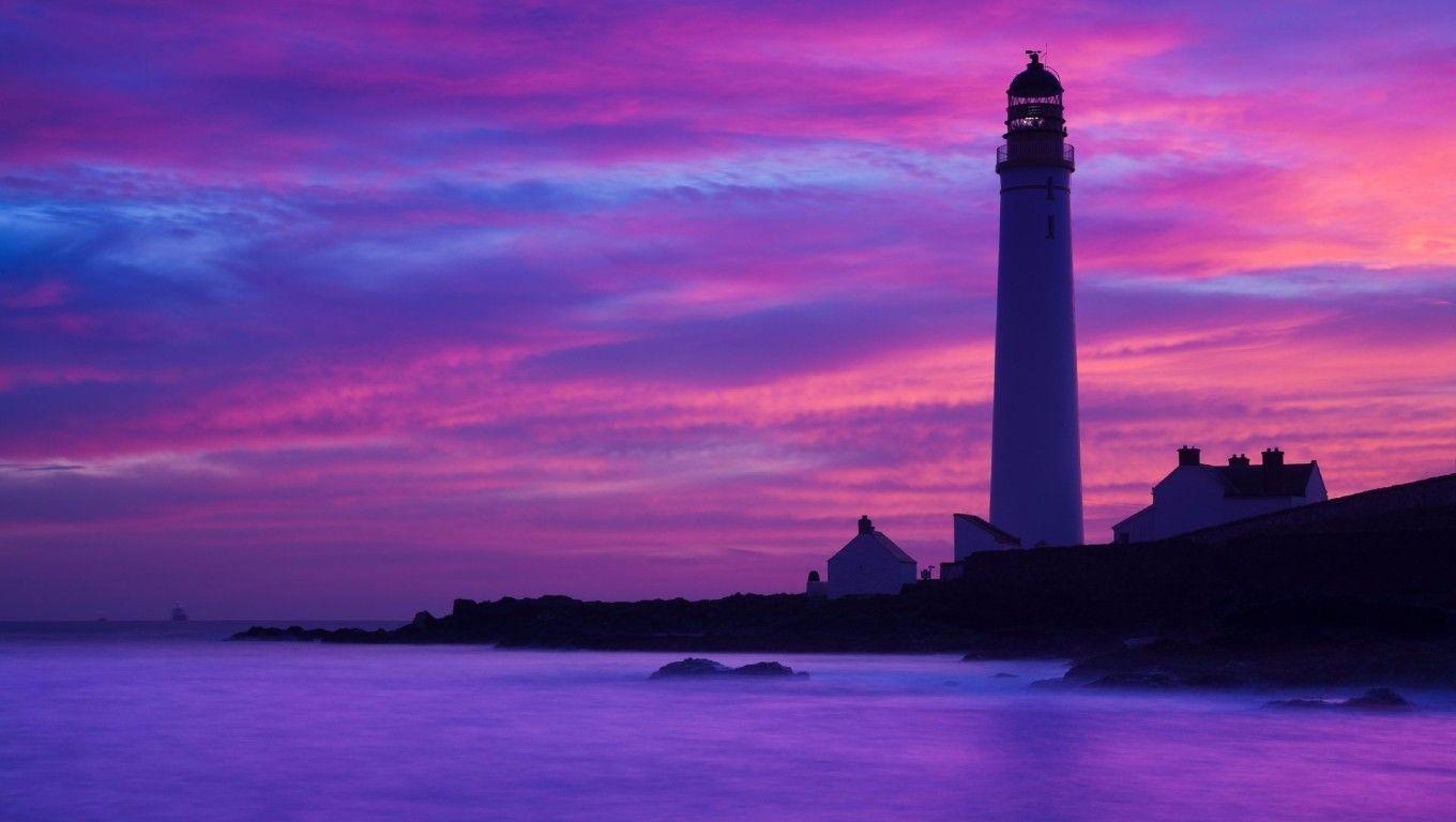 1360x768 Wallpaper 1360x768 (1). Lighthouse, Ocean rocks, Cn tower
