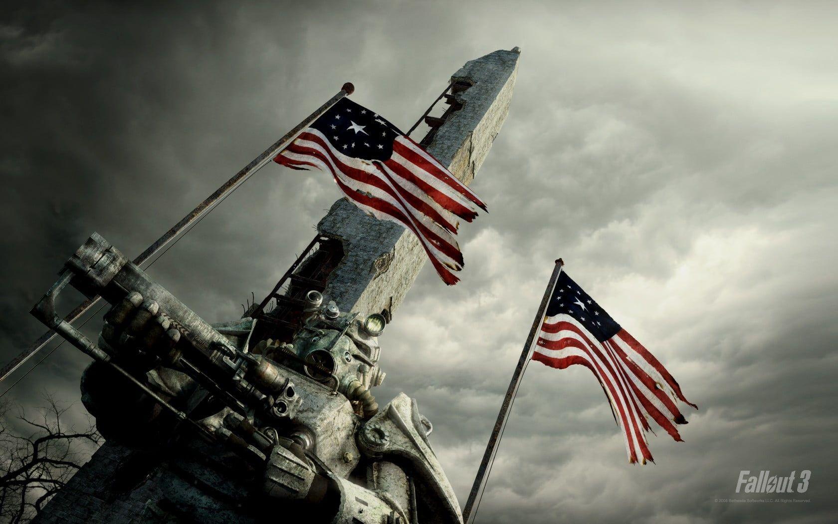 1680x1050 USA flag pole, Fallout, Fallout 3 HD wallpaper