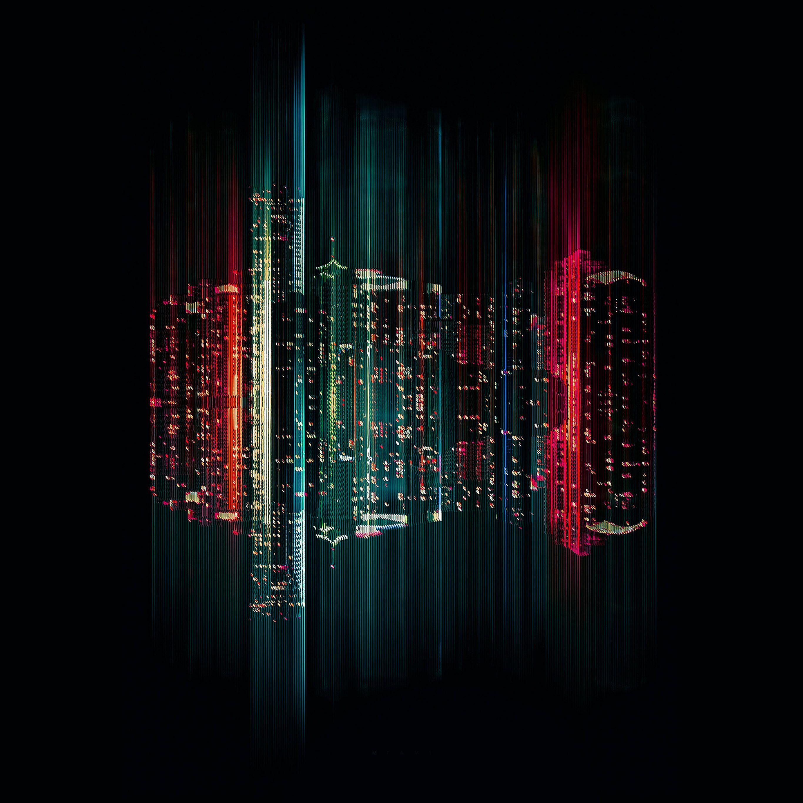 2732x2732 Miami Dark City Illustration Art Wallpaper