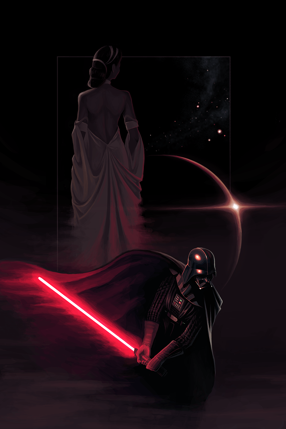 1000x1500 Darth Vader And Jedi Queen Wallpaper